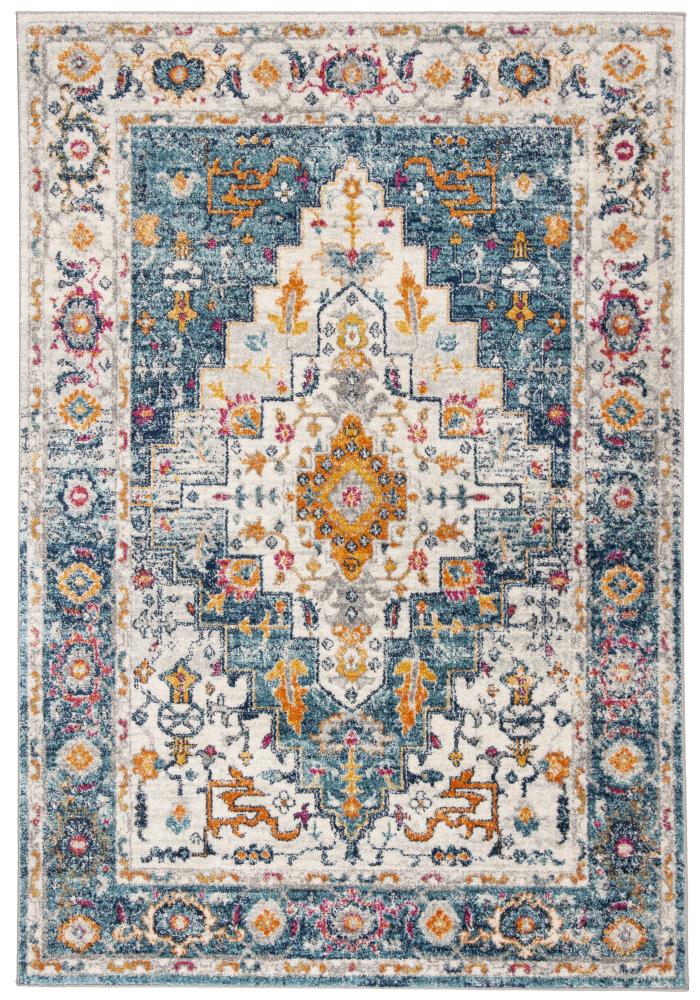 Safavieh MAD156K-6 Madison Lujia 6 x 9 (ft) Loomed Polypropylene Turquoise/Ivory Rectangular Indoor Distressed/Overdyed Vintage Area rug