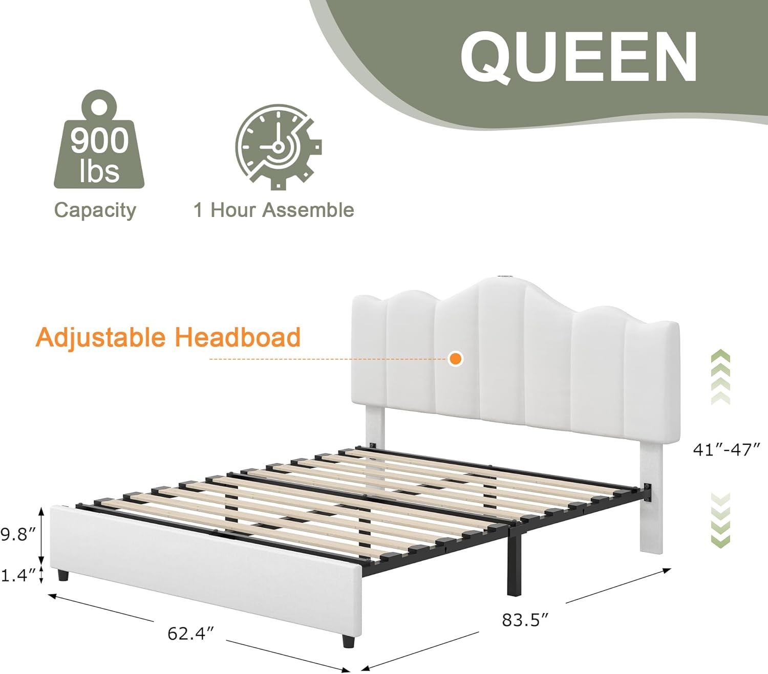 Vecelo LOE-RQ03-USB-WHITE beds - View #3