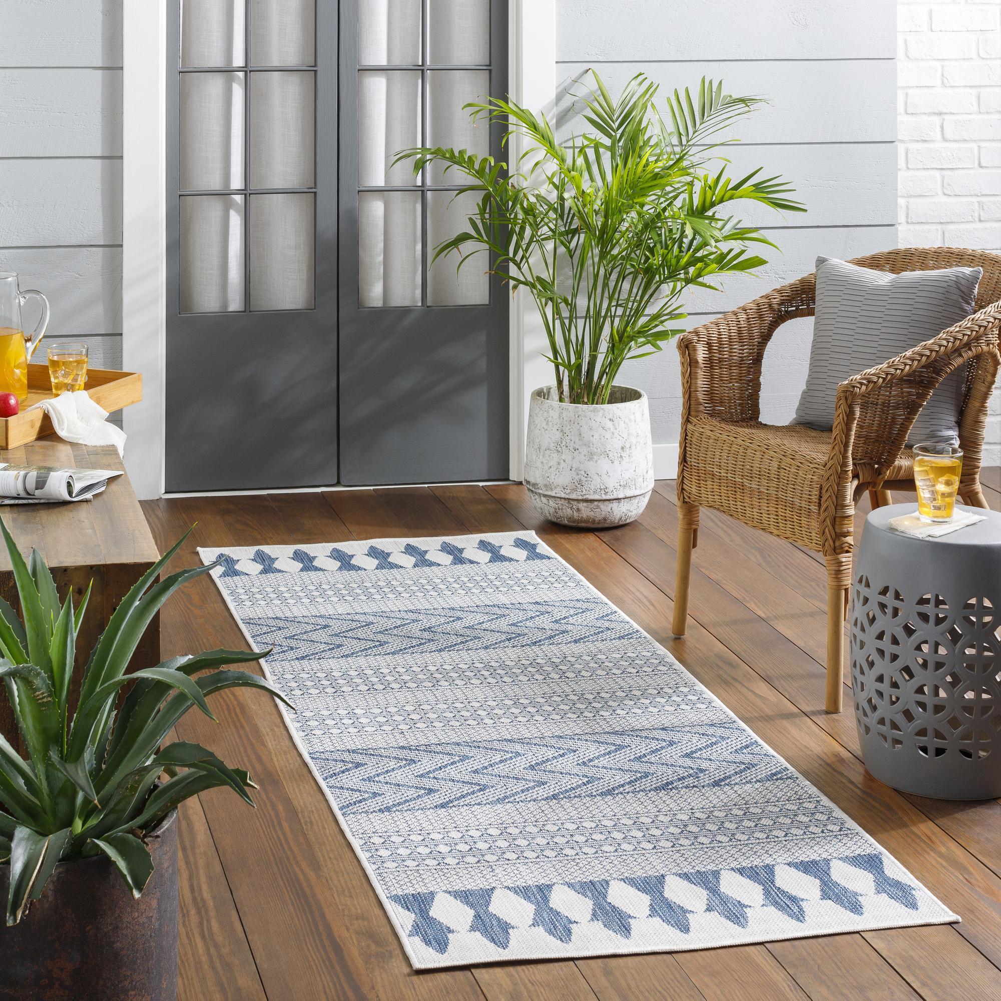 Livabliss LBH2326-2773 Long Beach 3 x 8 (ft) Polypropylene Blue Rectangular Indoor/Outdoor Tribal Moroccan Runner rug
