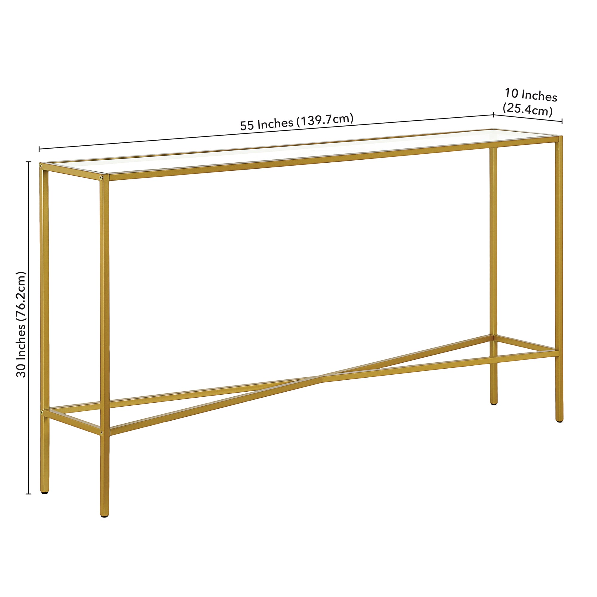 Henley Brass and Glass 55" Industrial Console Table with Storage