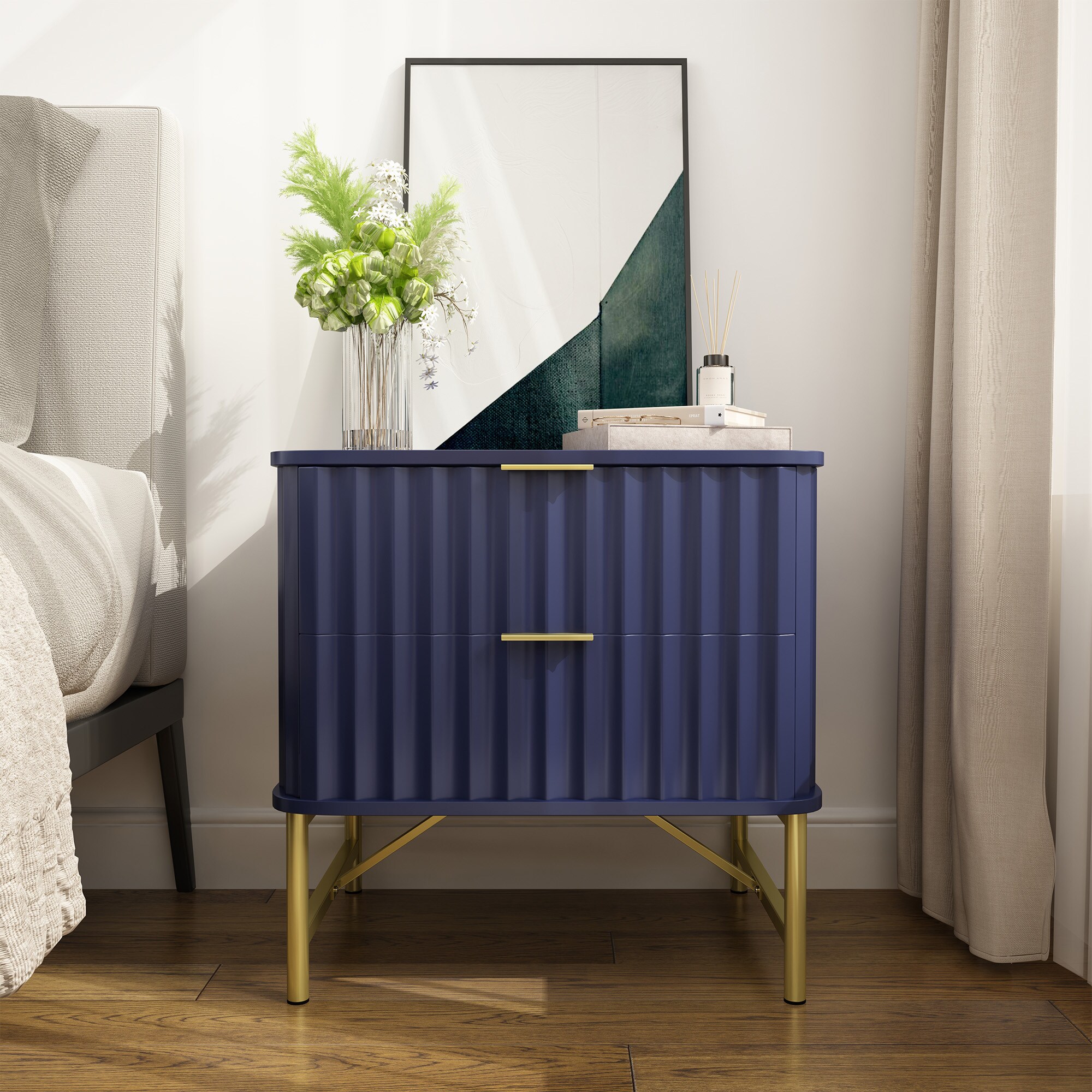 Clihome CL-CJ002ECG-BL Navy Nightstand