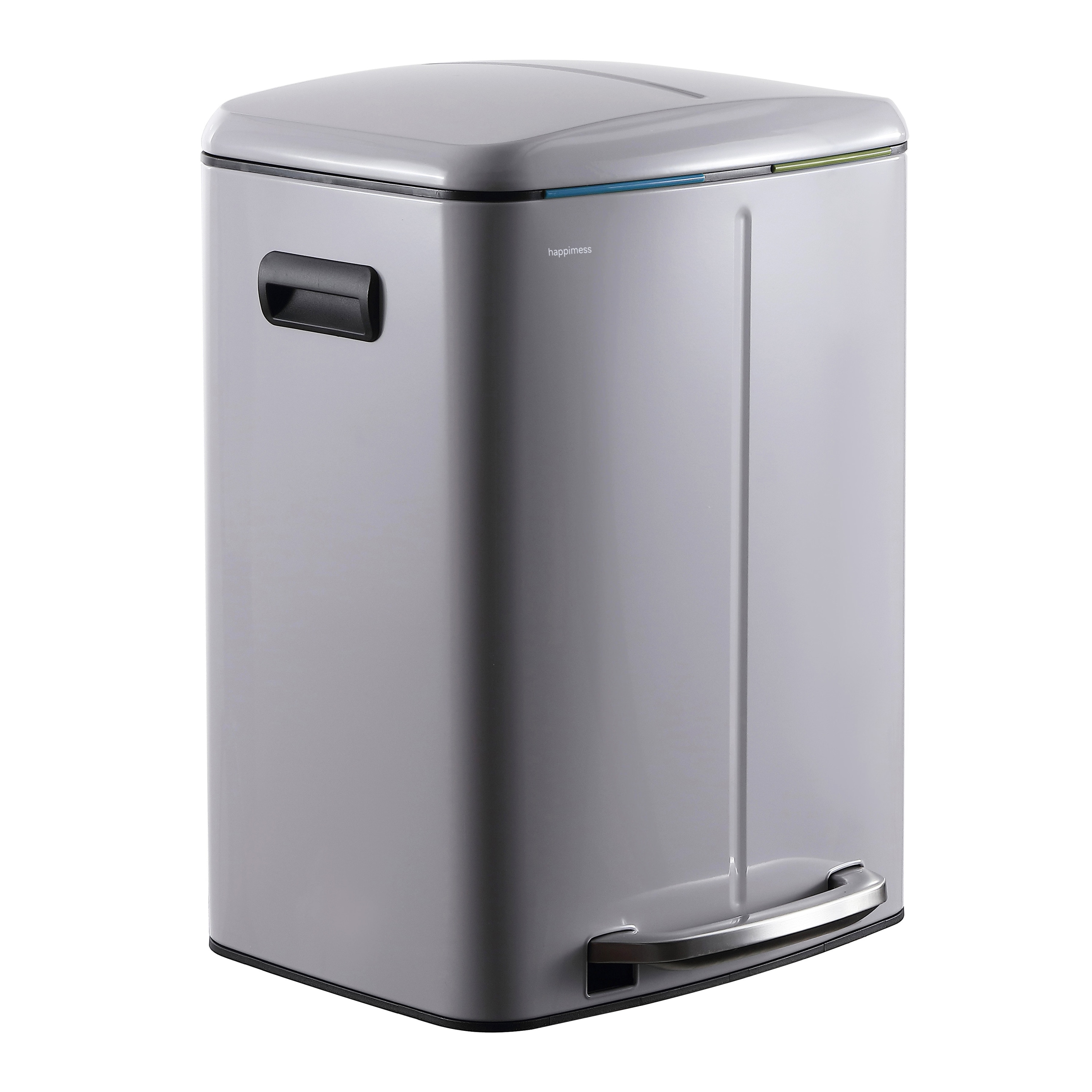 happimess HPM1005I 10.6 Gallon Fog Gray Metal Indoor Kitchen Step Trash Can