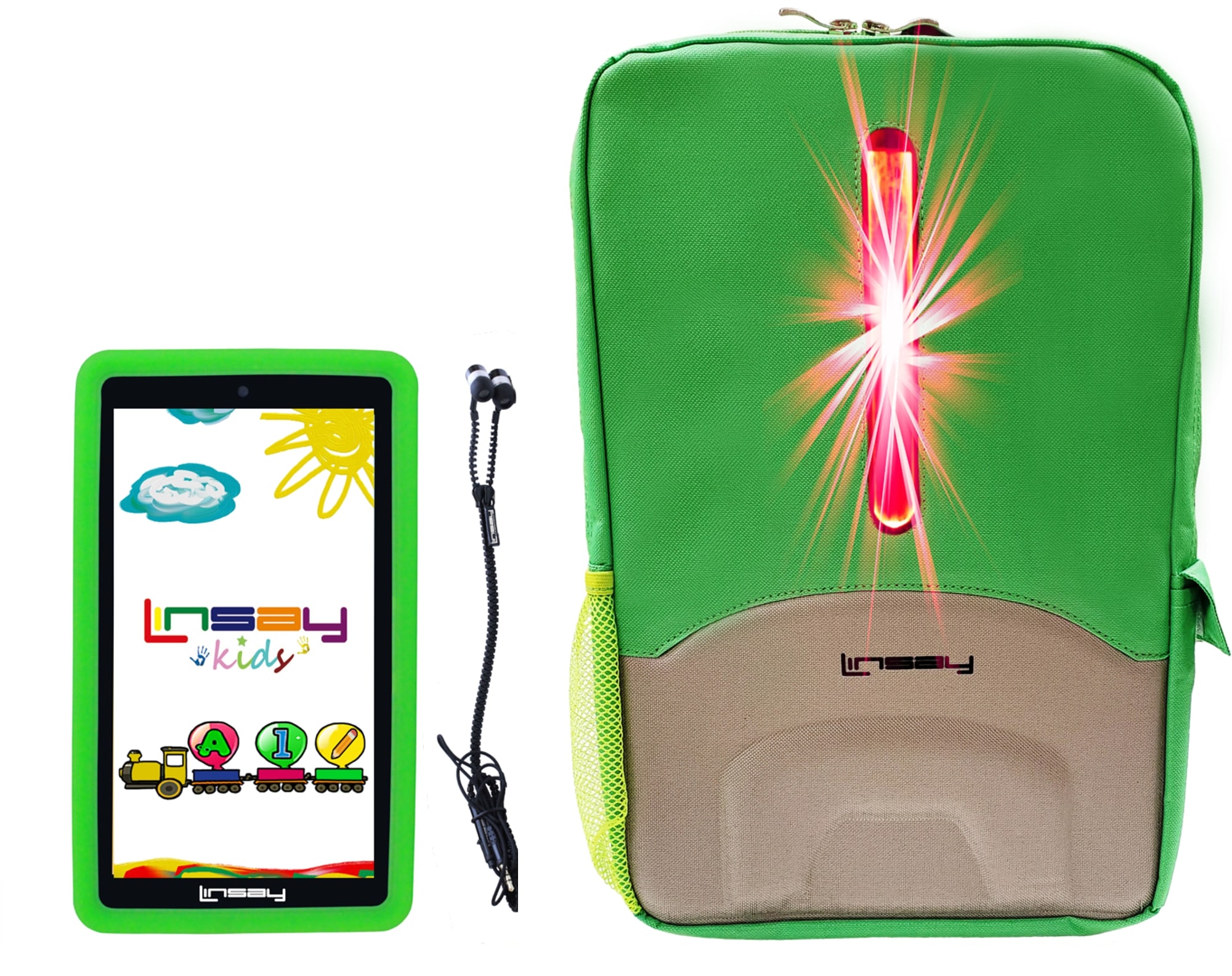 LINSAY F7XHDKIDSBEPGREEN 7-in 64 GB Android 13 Wi-fi Only Tablet with Case Included