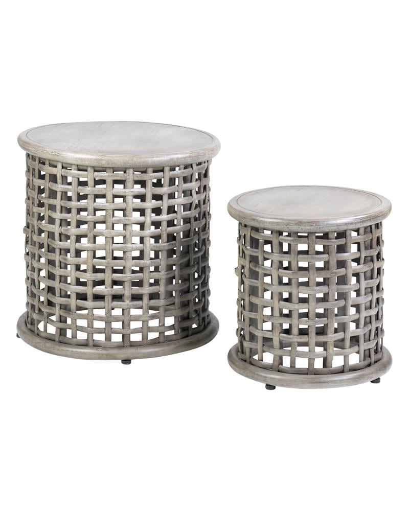 East at Main TT-ST-OW582 15.25-in W x 18-in H Vintage Grey Wood Round End Table Fully Assembled