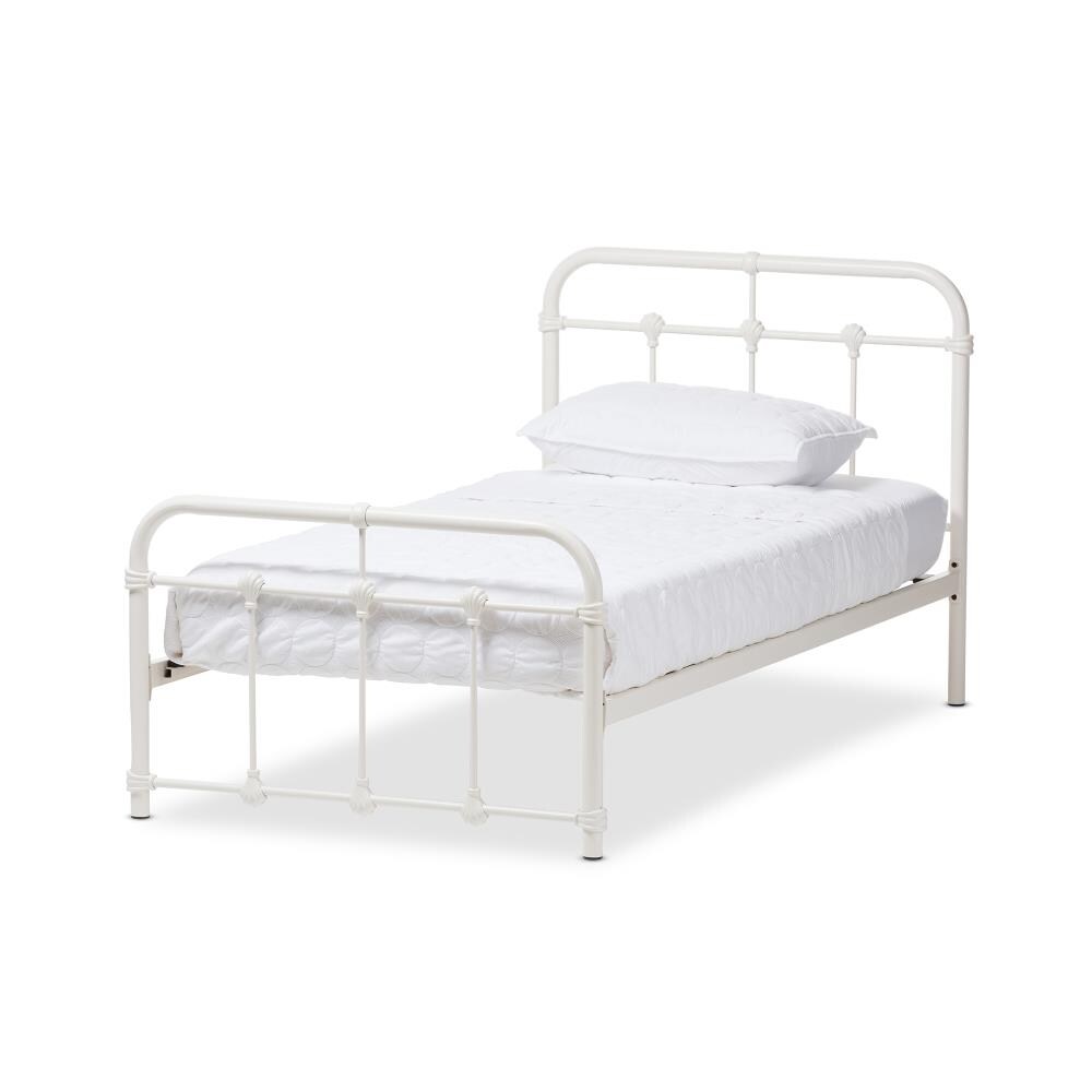 Baxton Studio Mandy White Twin Composite Platform Bed in the Beds