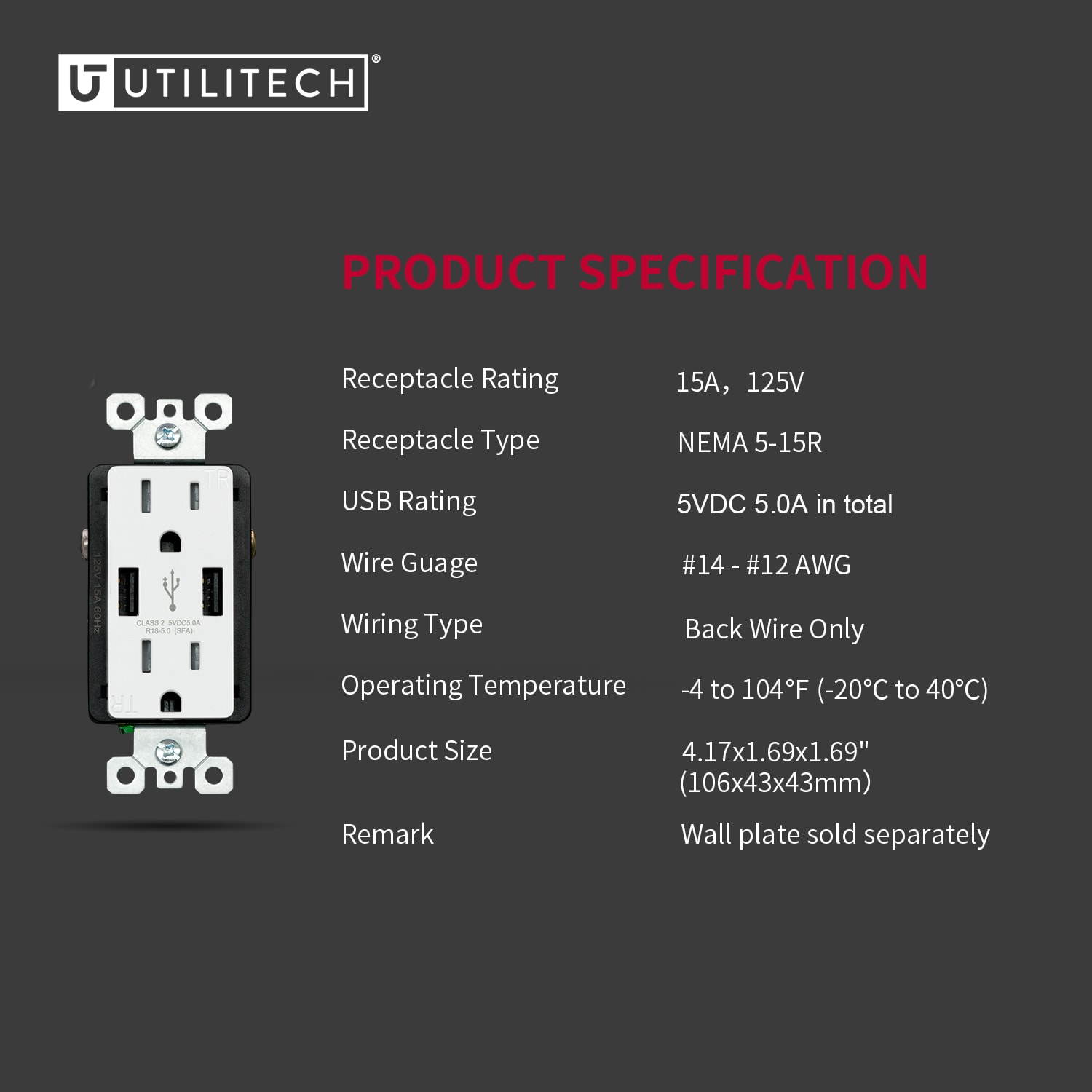 Utilitech R1815D50AA-WH6 receptacles - View #6