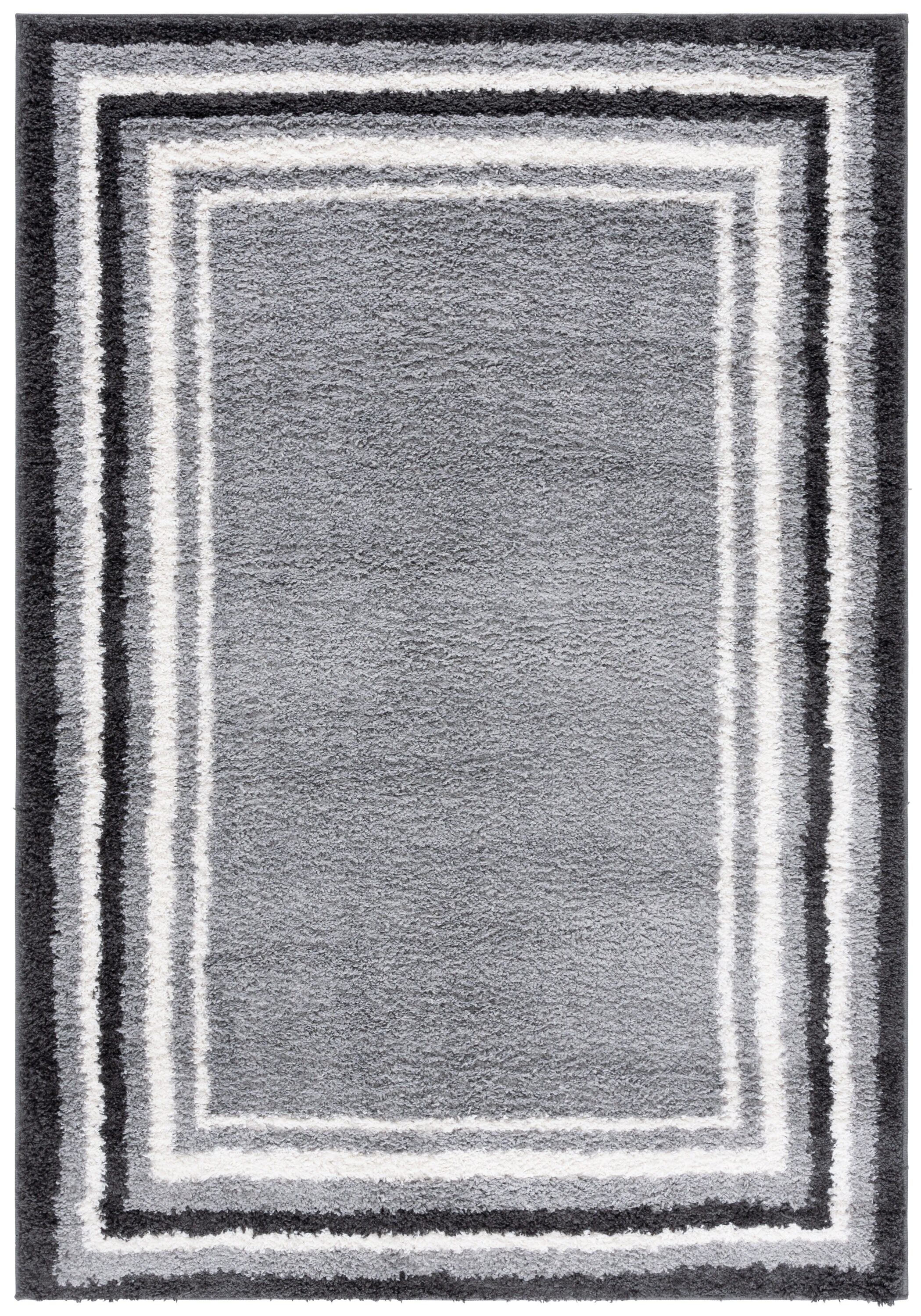 Safavieh BSP251H-4 4 x 6 (ft) Loomed Polyester/Polypropylene Gray/Black Rectangular Indoor Border Mid-Century Modern Area rug