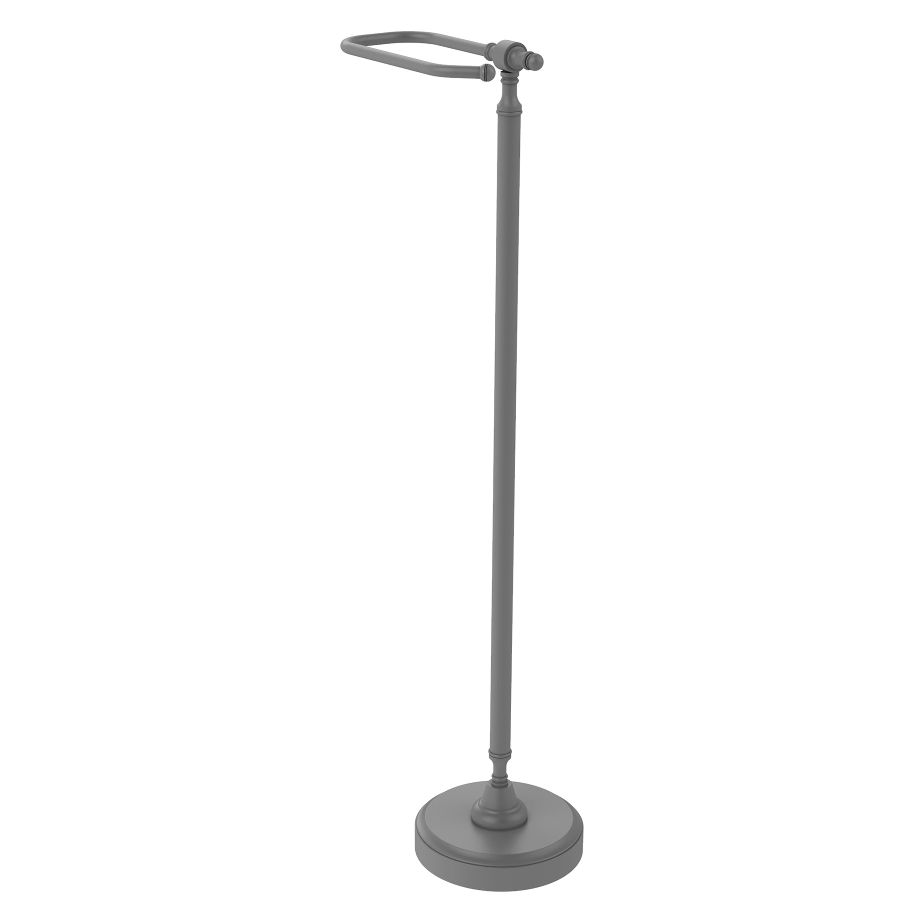 Allied Brass RDM-5-GYM Retro Dot Matte Gray Freestanding Single post Toilet Paper Holder 1 -Rolls with Storage