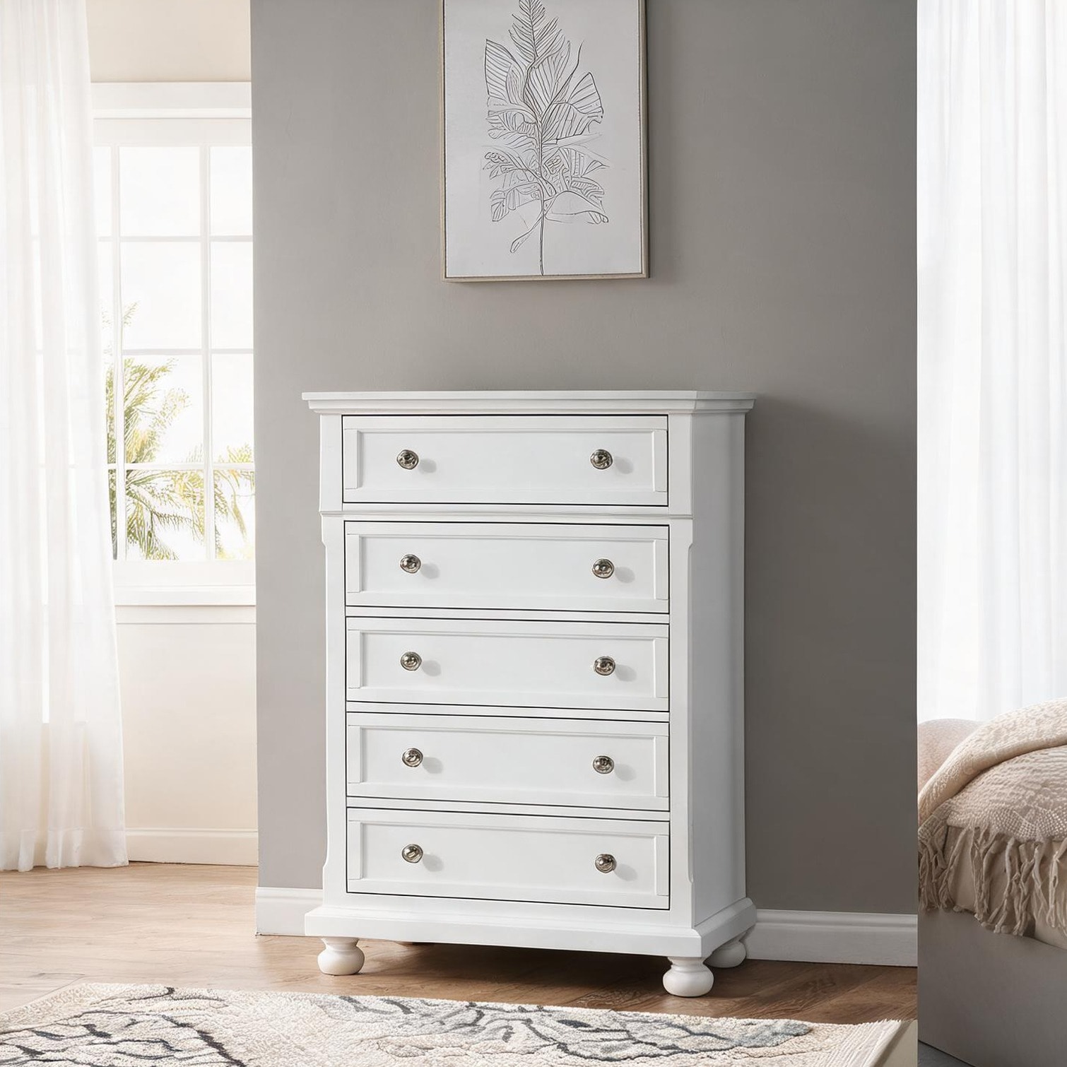 36 inch long dresser Butler Specialty Nora 36 in. W Rectangular Wood 5 Drawer Tall Dresser