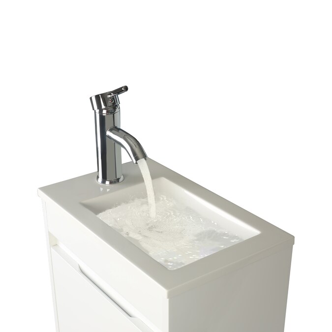 White Single Sink Bathroom Vanity, 16 Inch Deep Vanity Top