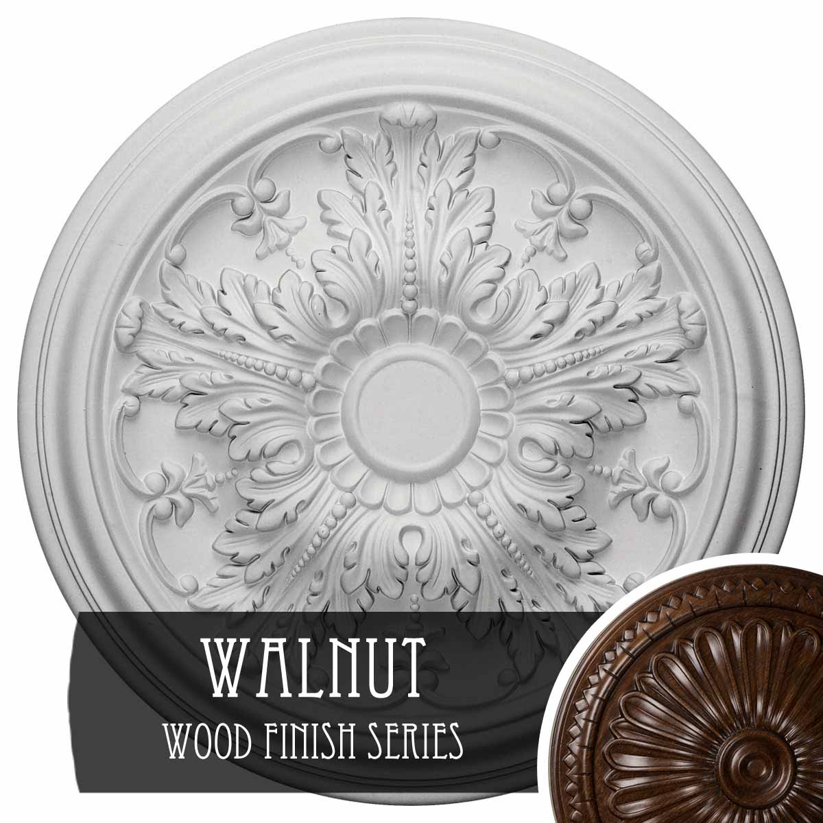 Ekena Millwork CM20DAWAS Damon 20-in W x 20-in L Walnut Polyurethane Ceiling Medallion