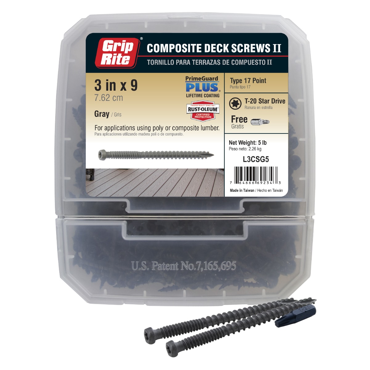 Grip-Rite L3CSG5 #9 x 3-in Composite Deck Screws ( 322 -Per Box )