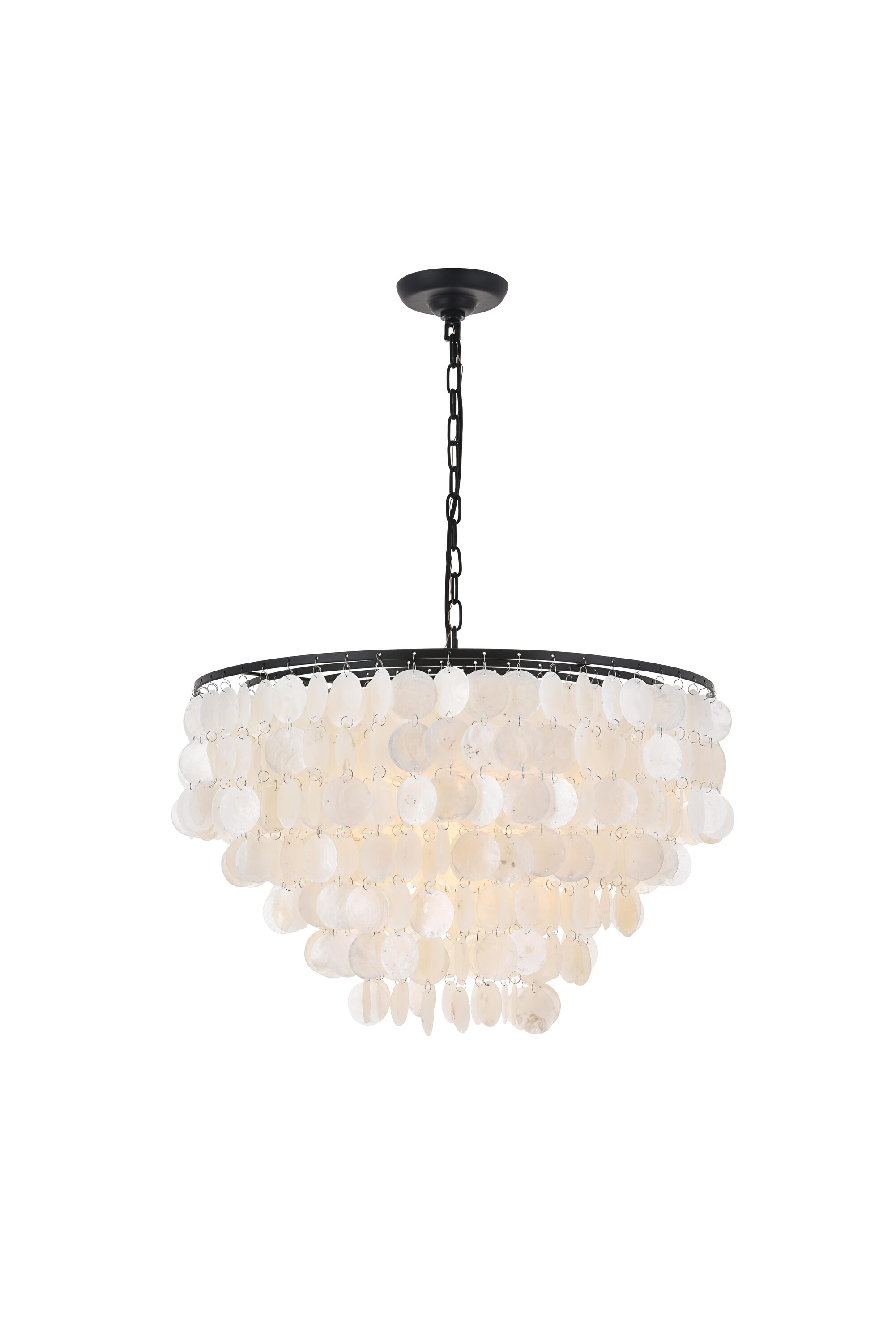 Elegant Decor HFDL15150D24BK Home Furnishing 6 -Light Black Mid-century Drum Large Hanging Pendant light