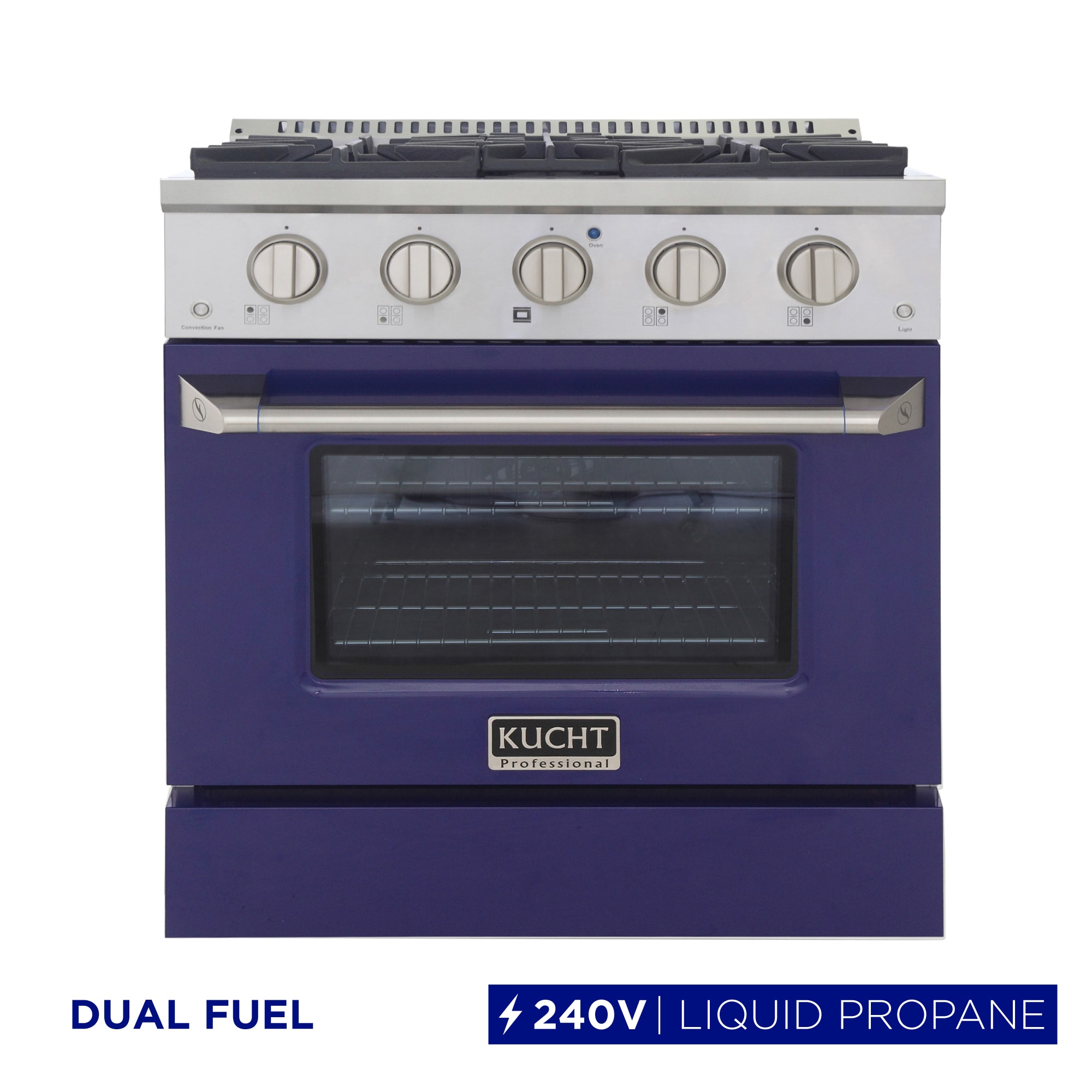 Kucht KDF302/LP-B 30-in Deep recessed 4 burners Convection Oven Freestanding Dual Fuel Range ( Blue )