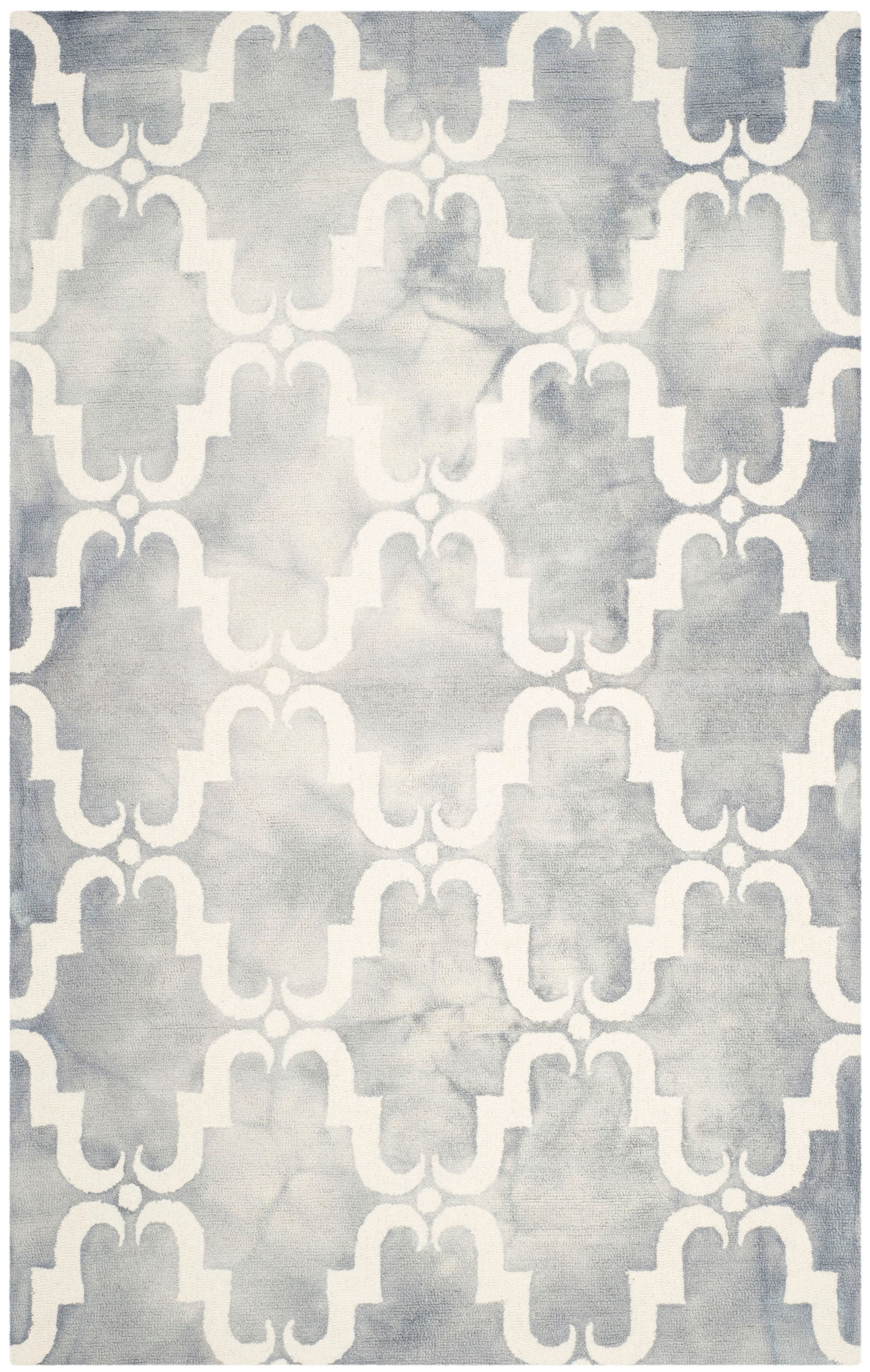 Safavieh DDY536C-4 Dip Dye Teri 4 x 6 (ft) Tufted Wool Gray/Ivory Rectangular Indoor Trellis Bohemian/Eclectic Area rug