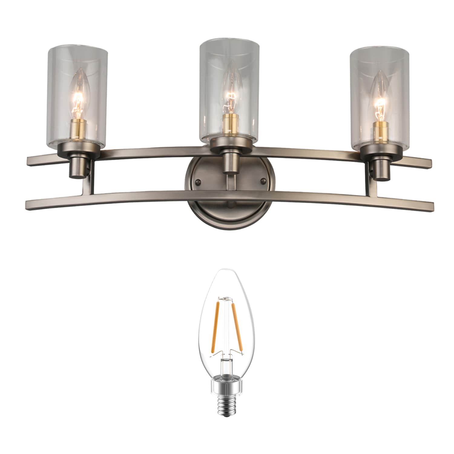 allen + roth Charlotte 22-in 3-Light Raw Iron Rustic Vanity Light Collection