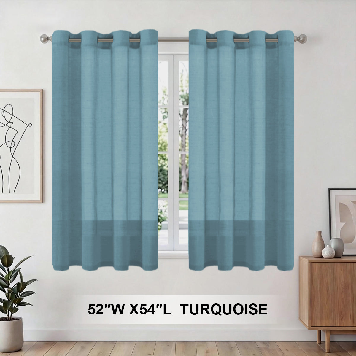 H.Versailtex - 2 Panel Semi Sheer Curtain Light Filtering Curtain Panel Pair Grommet Top 52 x 54...