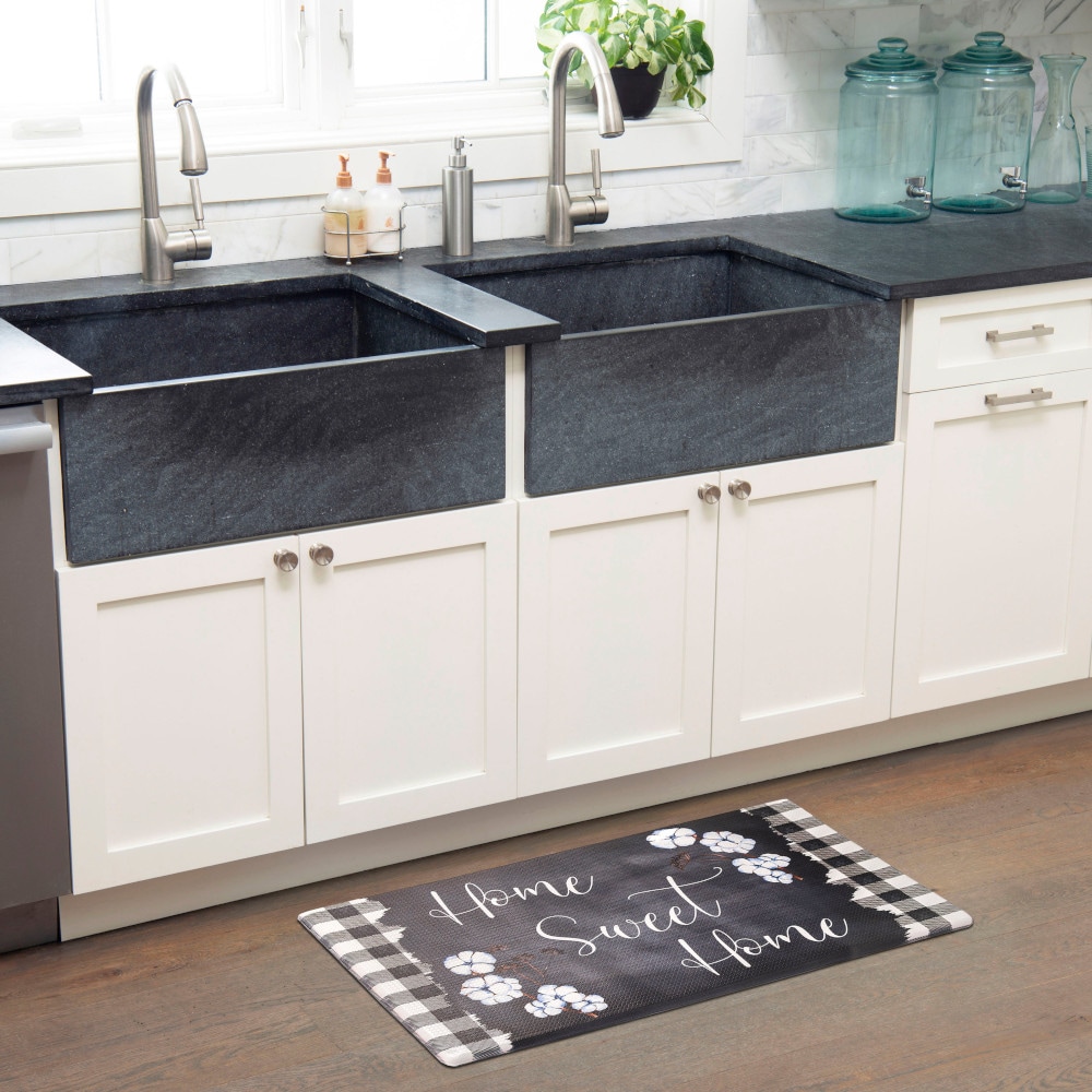 Black and White Buffalo Check Anti-Fatigue Kitchen Mat
