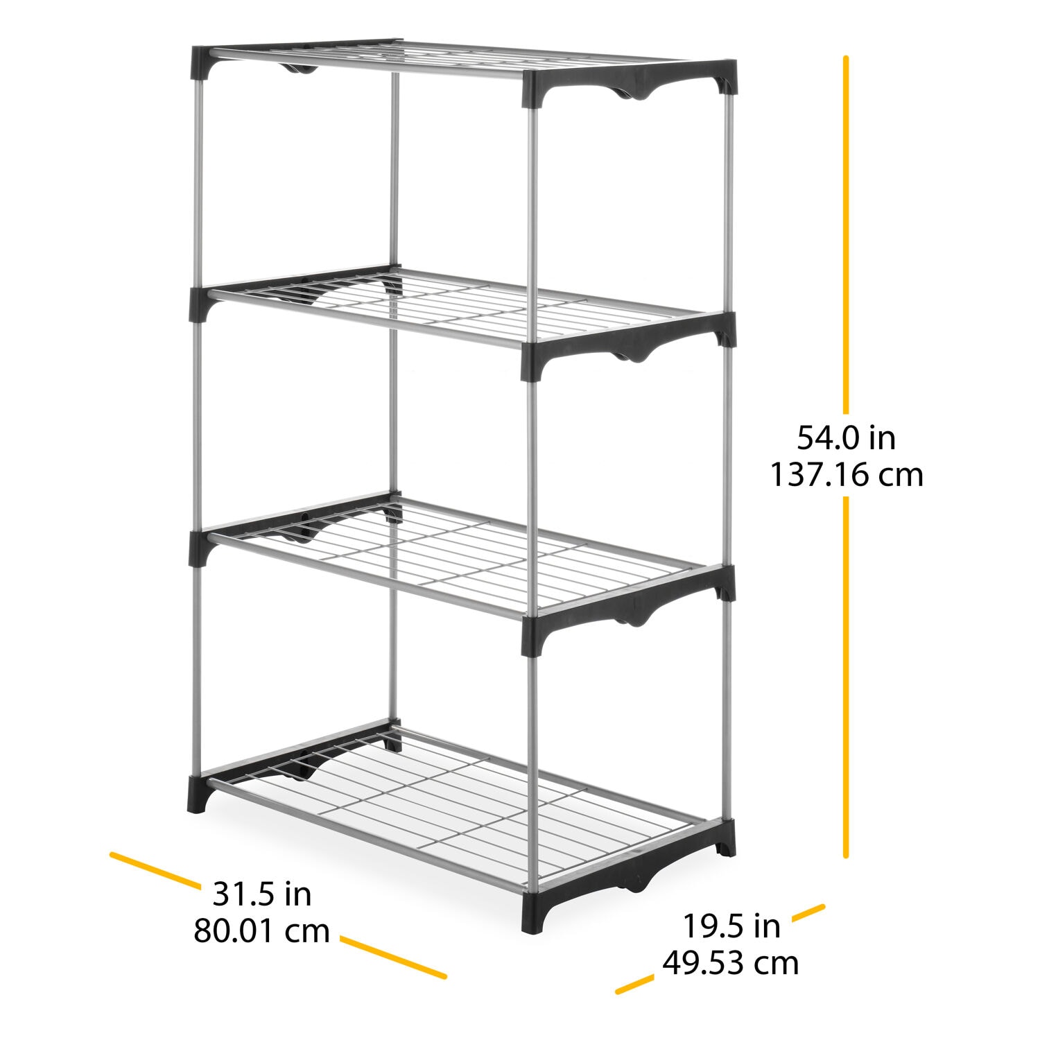 Whitmor 4-Tier Black and Silver Metal Shelf Tower