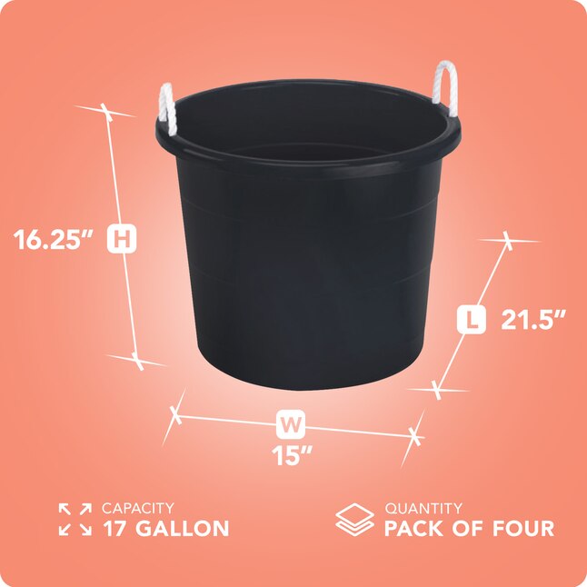 Homz Products 4-Pack Large 17-Gallon (68-Quart) Black Homz Products 4-Pack Large 17-Gallon (68-Quart) Black