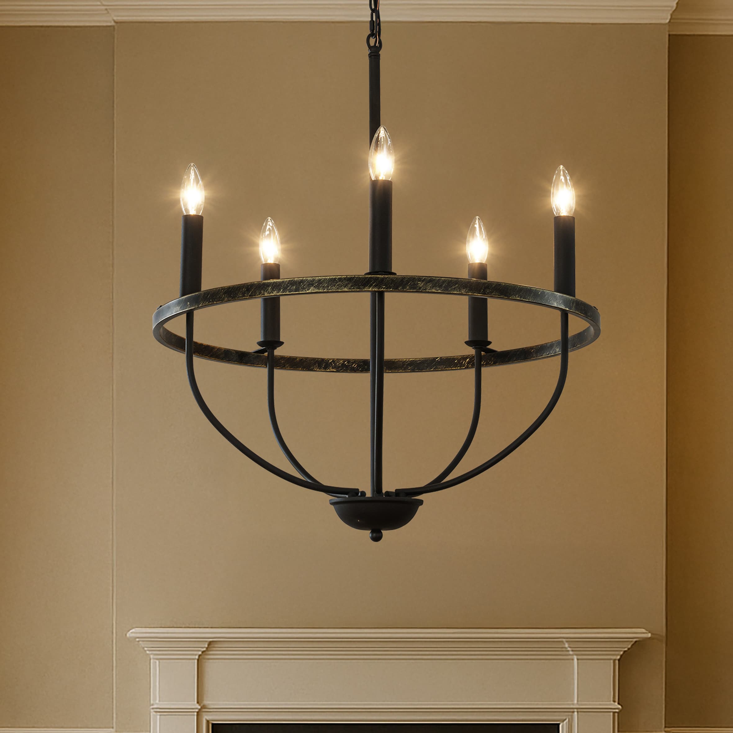 AloaDecor Lighting L7189D30MB01A 5 -Light Matte Black Farmhouse For Use in Bedrooms, Dining Rooms, Foyers, Kitchens, Living Rooms Chandelier