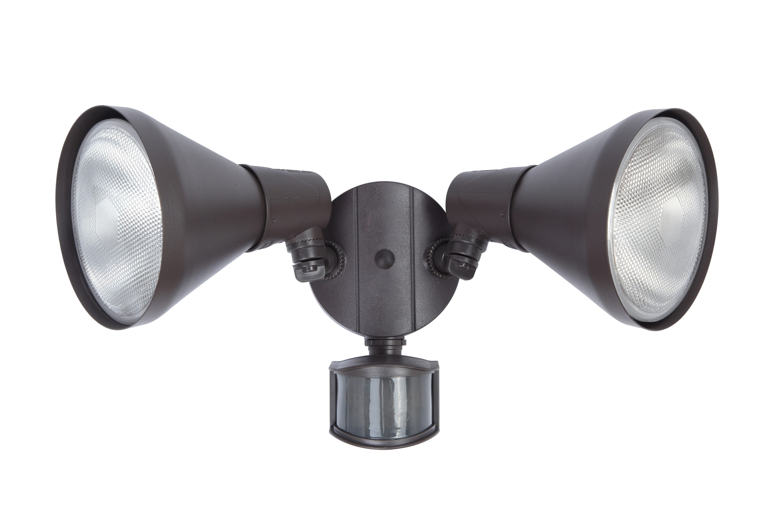 Utilitech 6211BZ-PIR23A 180 -Degree 300 -Wattage Equivalent Hardwired Halogen Bronze 2 -Head Motion-Activated Flood Light with Timer