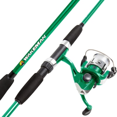 Fishing Pole with Spinning Reel, Green Fishing Equipment at
