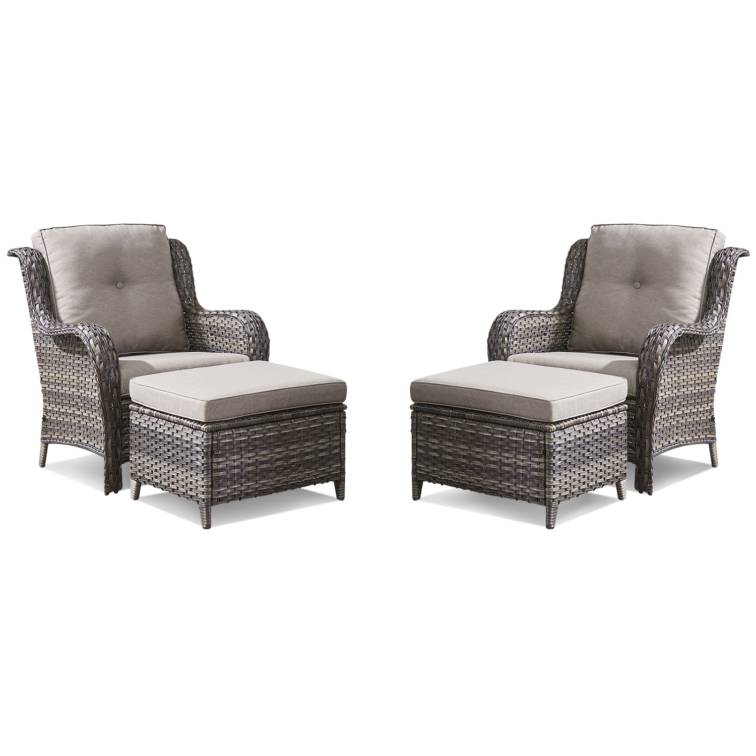 Rilyson FS017016-2 Curved handrail Set of 2 Wicker Gray Steel Frame Stationary Conversation Chair with Multiple colors/finishes Gray Cushioned Seat