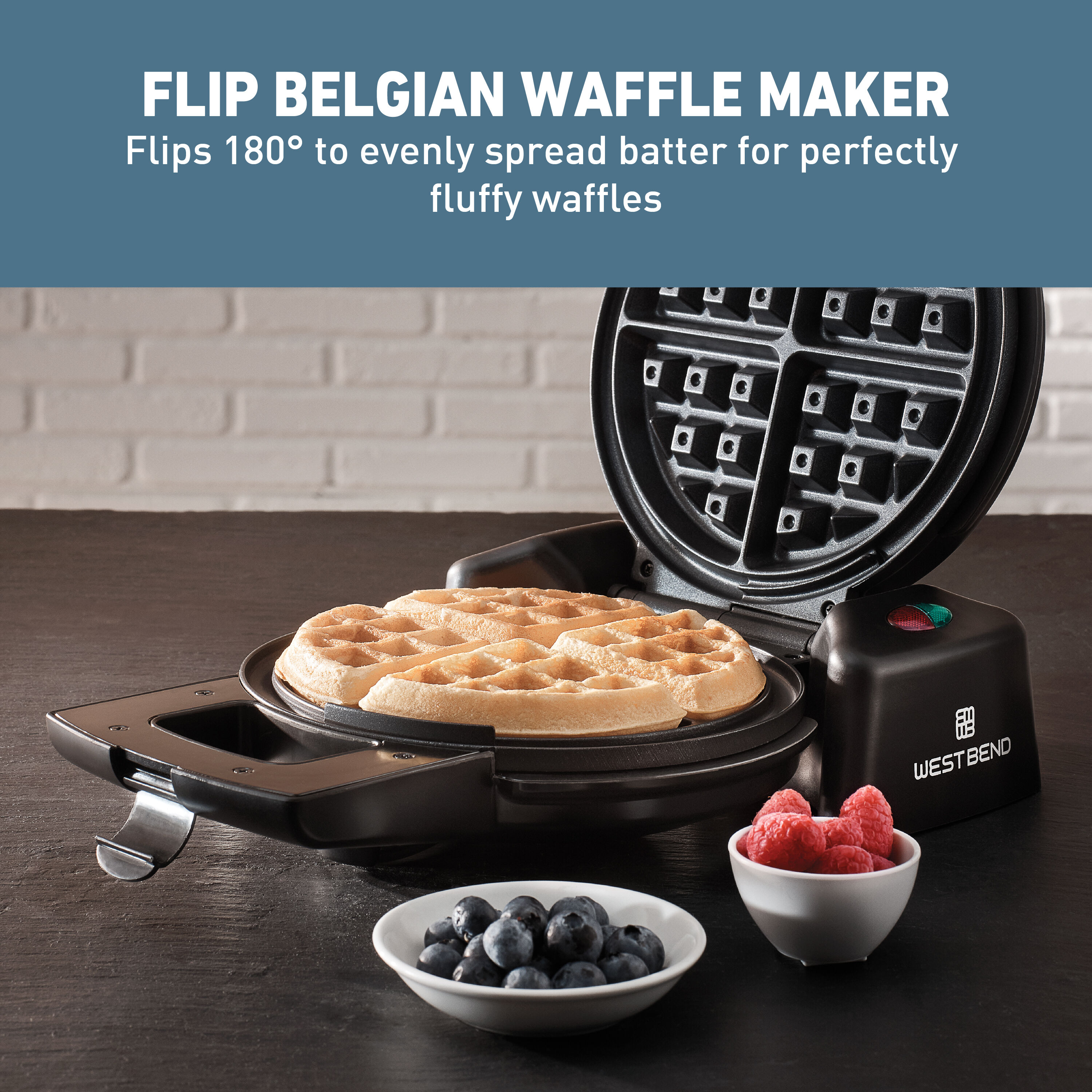 Nostalgia My Mini Flip Belgian Waffle Maker, Aqua