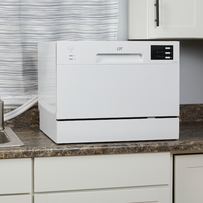 SPT 21.65-in Portable Countertop Dishwasher (White) ENERGY STAR, 55-dBA ...