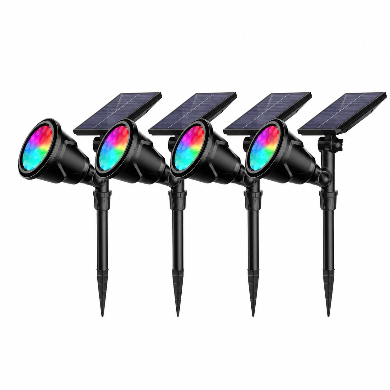 Aoibox  Solar Outdoor Landscape Spotlights with 9 Color Modes Adjustable Panel and 120 Light Head Waterproof