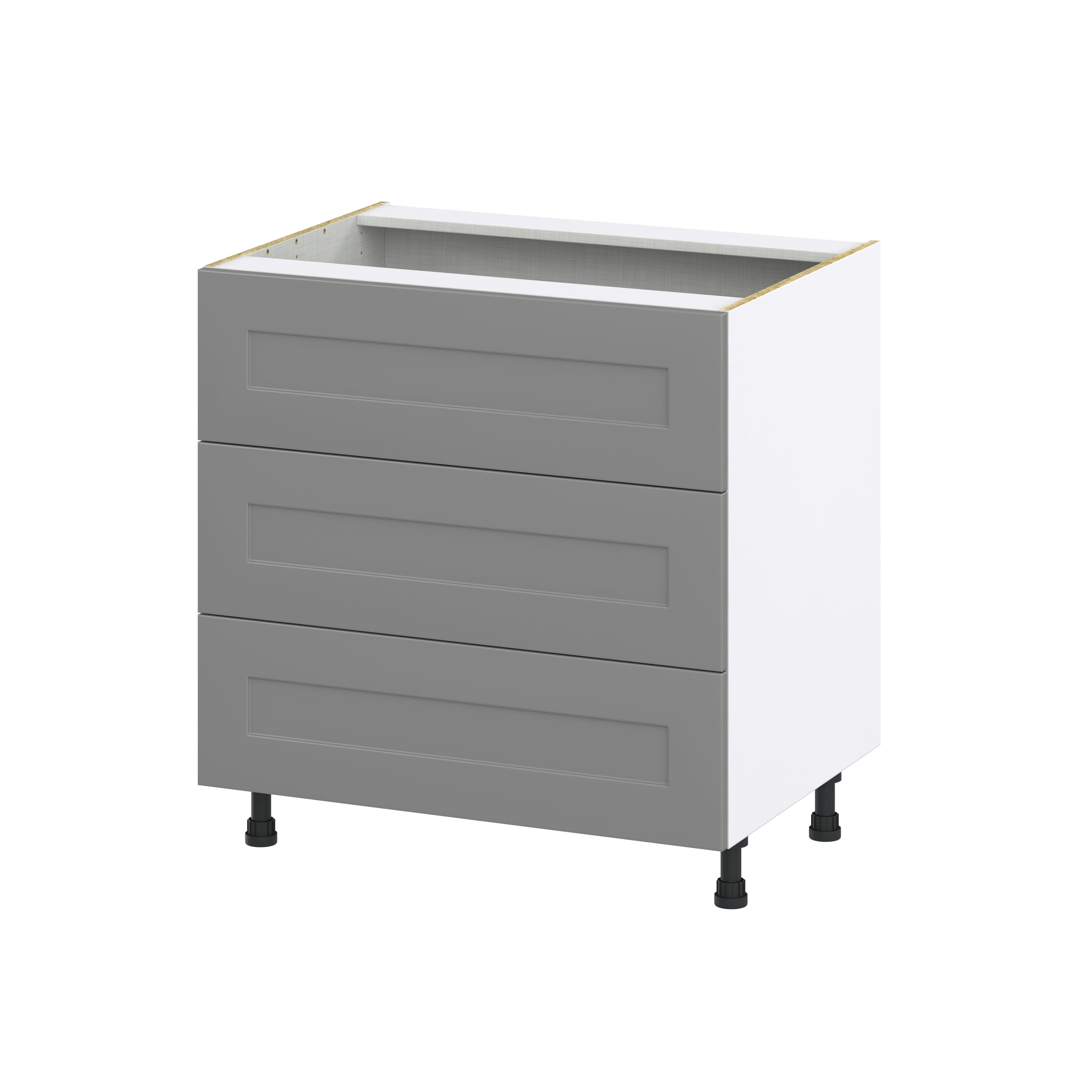 Hugo&Borg 33-in W x 34.5-in H x 24-in D Slate Gray 3-Drawer Base Fully Assembled Cabinet (Recessed Panel Style)