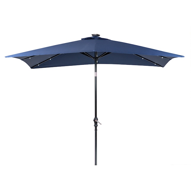 Patio Umbrella In The Umbrellas, Navy Patio Umbrella With Solar Lights
