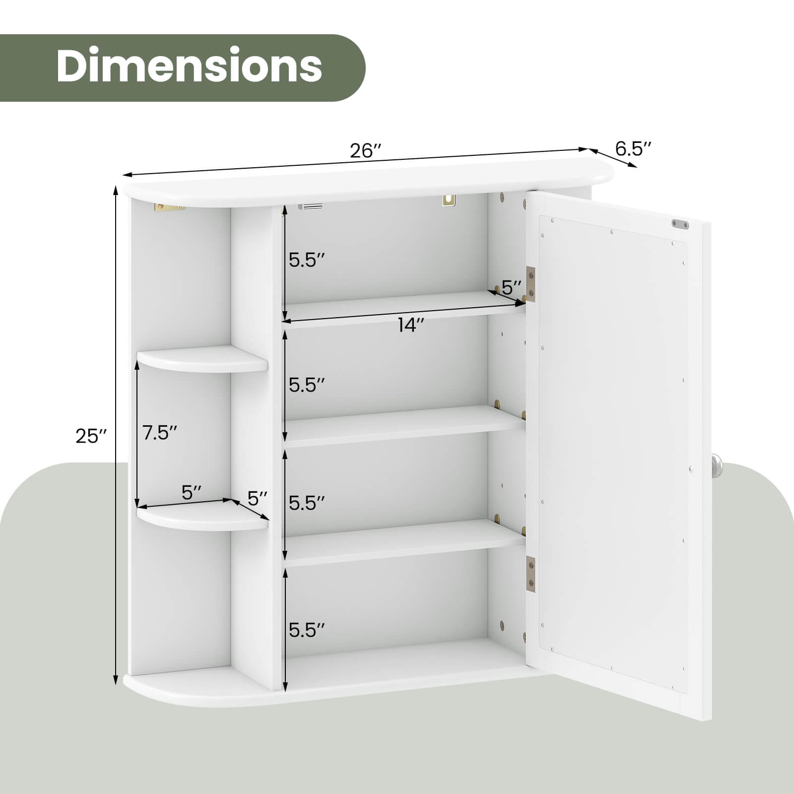 Costway CSHY000140 Bathroom-Medicine-Cabinets - View #3