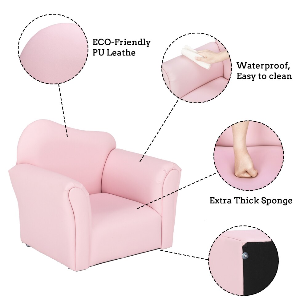 Winado 20.08-in Pink Upholstered Stackable Kids Accent Chair at Lowes.com