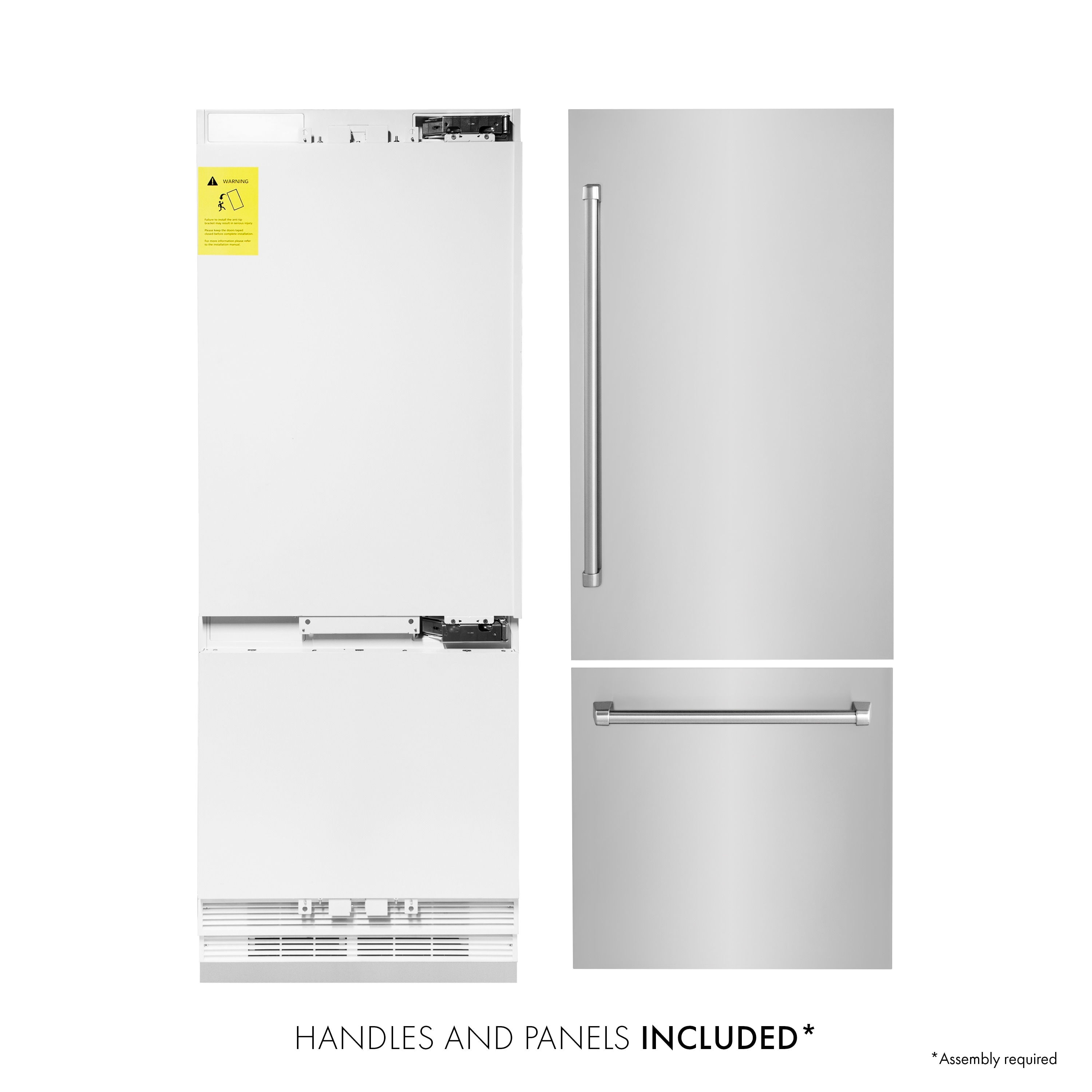 ZLINE KITCHEN & BATH RBIV-304-30 Built-In 16.1-cu ft Counter-Depth Built-In Bottom-Freezer Refrigerator with Ice Maker ( Stainless Steel ) ENERGY STAR Certified