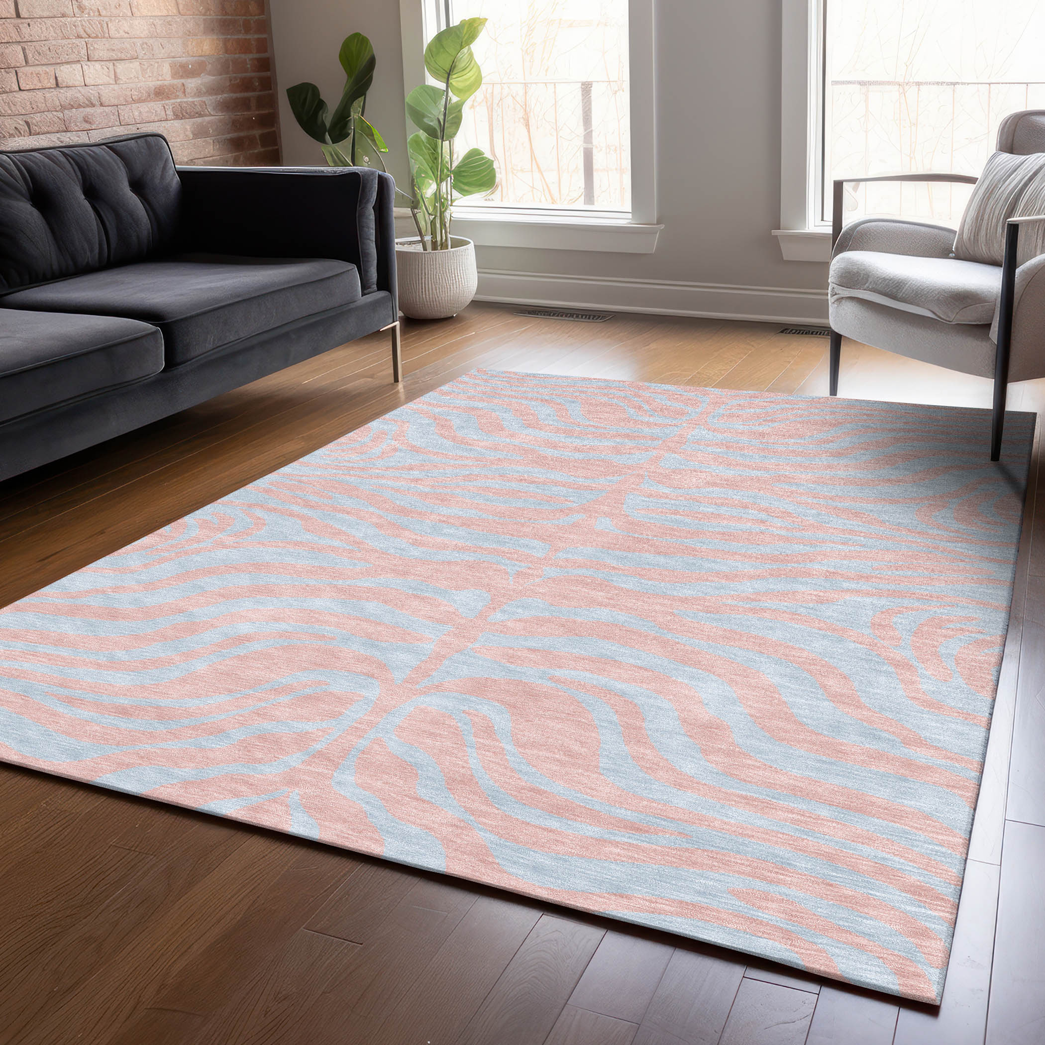 Addison Rugs ACN1043PI10X14 Chantille ACN1043PI 10 x 14 (ft) Polyester Pink Rectangular Indoor/Outdoor Geometric Machine washable Area rug