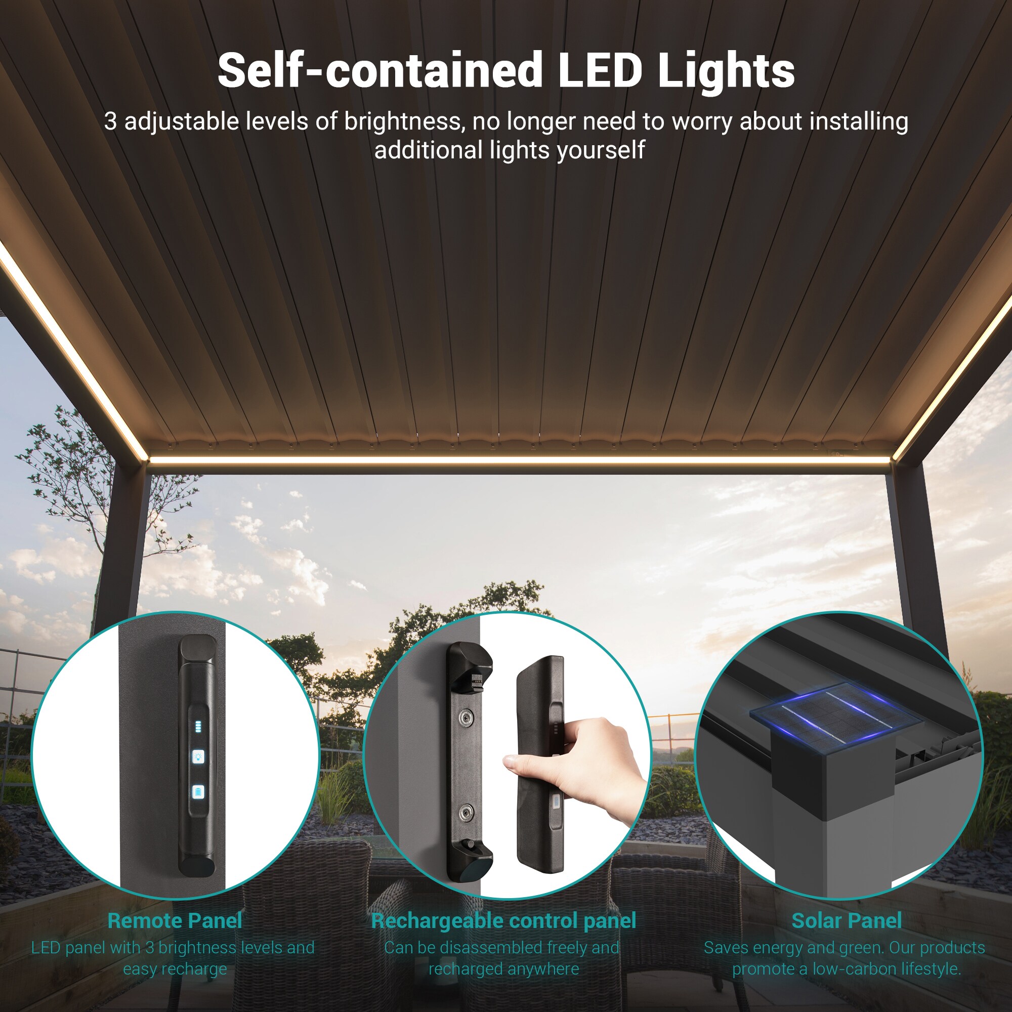 ACEGOSES LW-PLT-LED1220GY Pergolas-2 - View #6