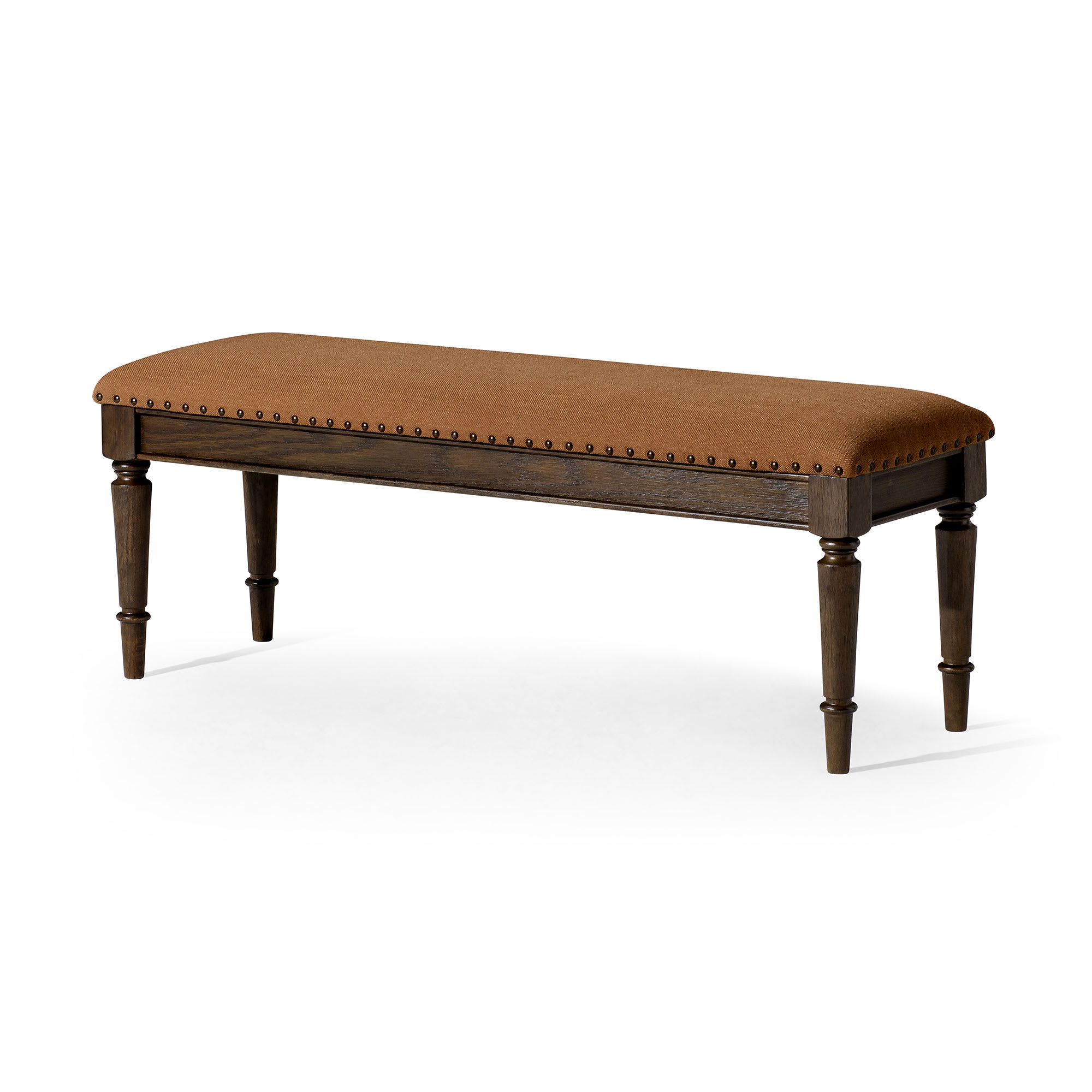 Maven Lane 324545 Elizabeth Traditional Wooden Upholstered Bench Padded Seat for Kitchen Dining Room Table or Entryway in Antiqued Brown Finish