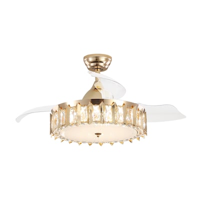 Bella Depot Retractable Fan 42 In Gold, Gold Ceiling Fan With Crystals