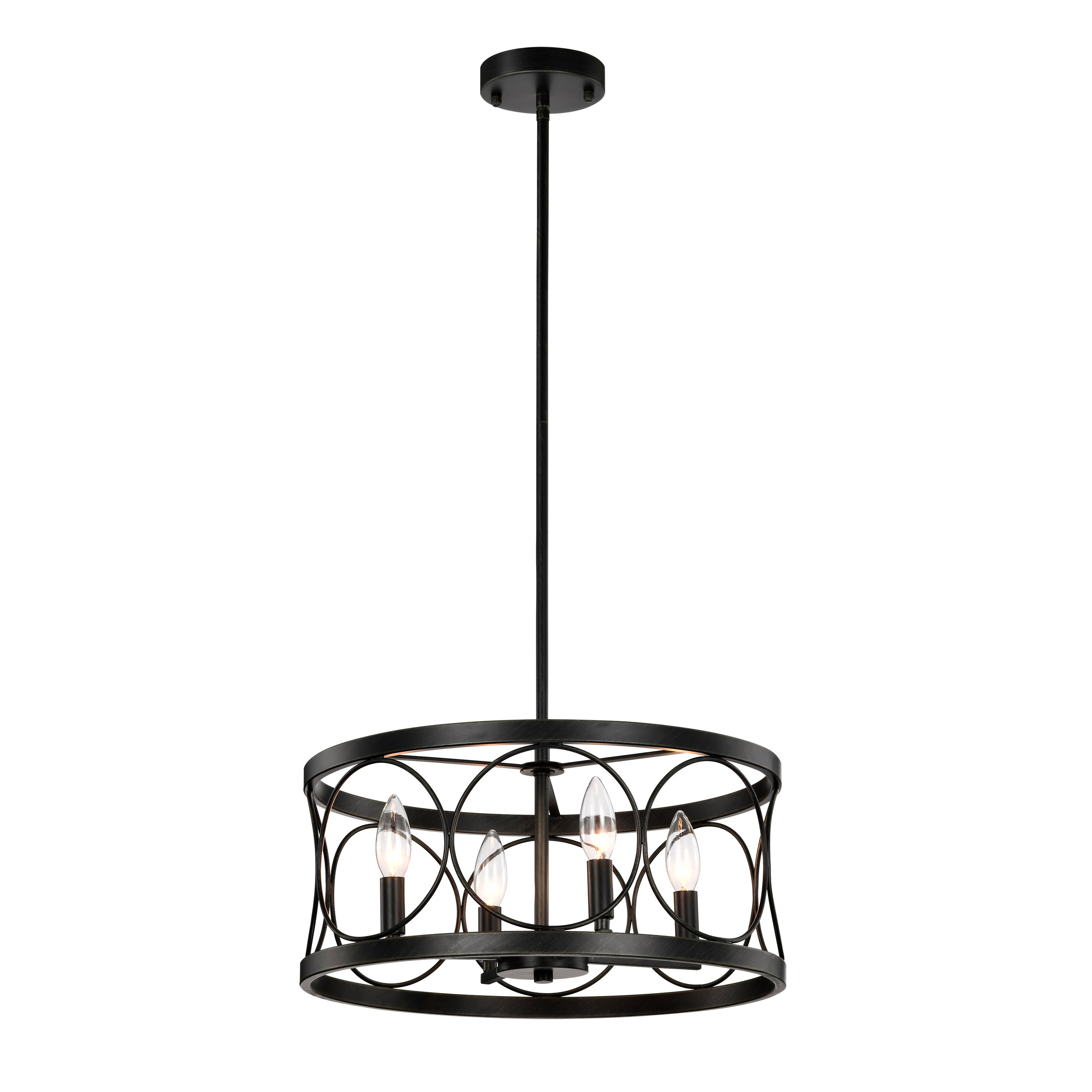 Greenville Signature HG88161 4 -Light Black Modern/contemporary For Use in Bedrooms, Dining Rooms, Foyers, Kitchens, Living Rooms Chandelier