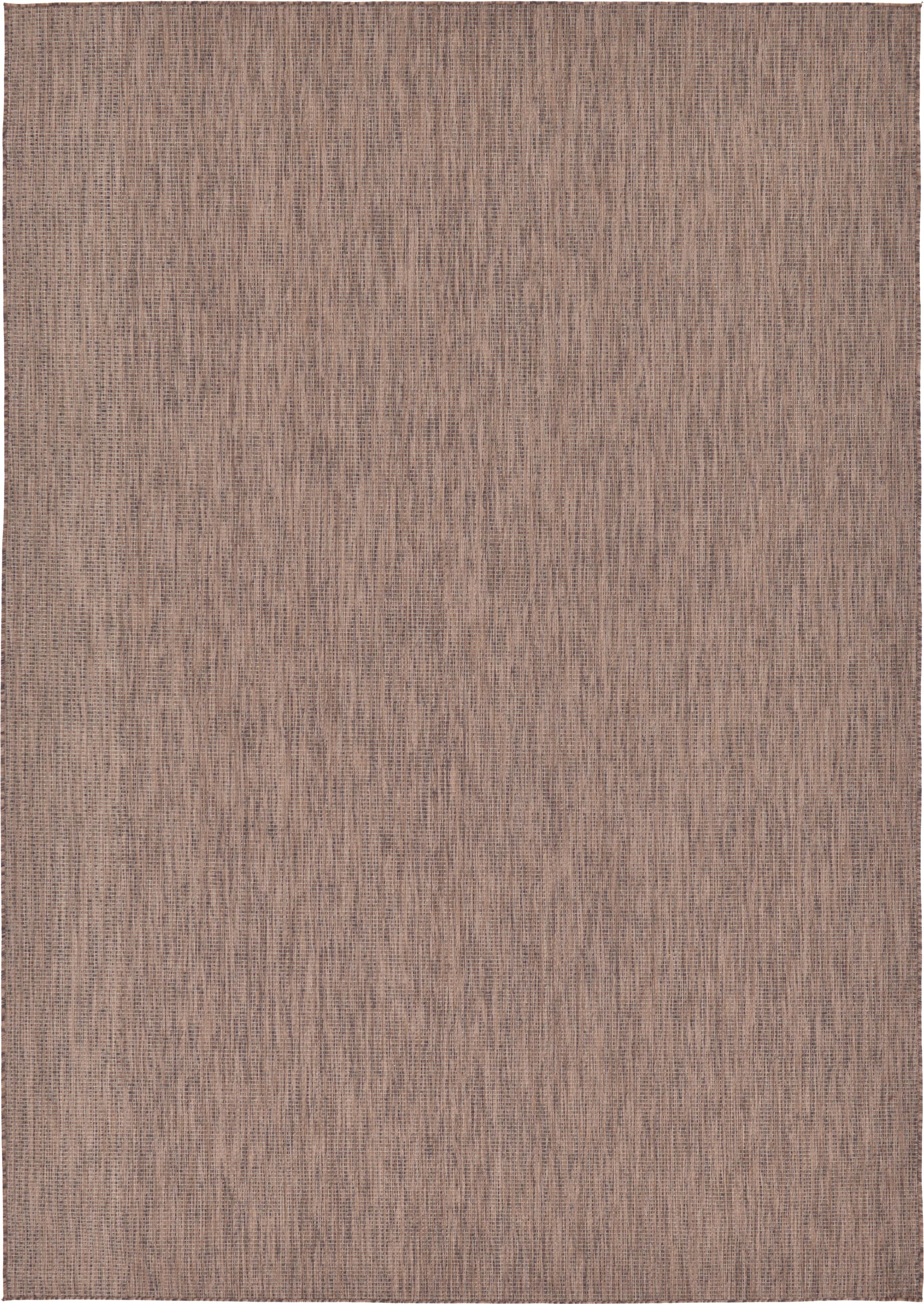Unique Loom 3128946 Solid Outdoor 8 x 11 (ft) Loomed Polypropylene Light Brown/Brown Rectangular Indoor/Outdoor Distressed/Overdyed Area rug