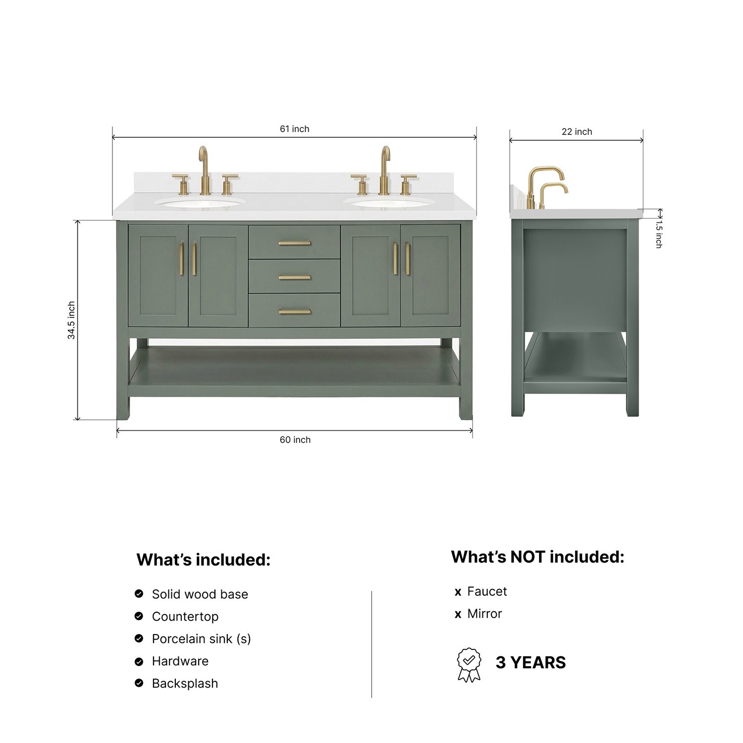 ARIEL S061DWQOVOVGN Bath-Vanity-Combo - View #4