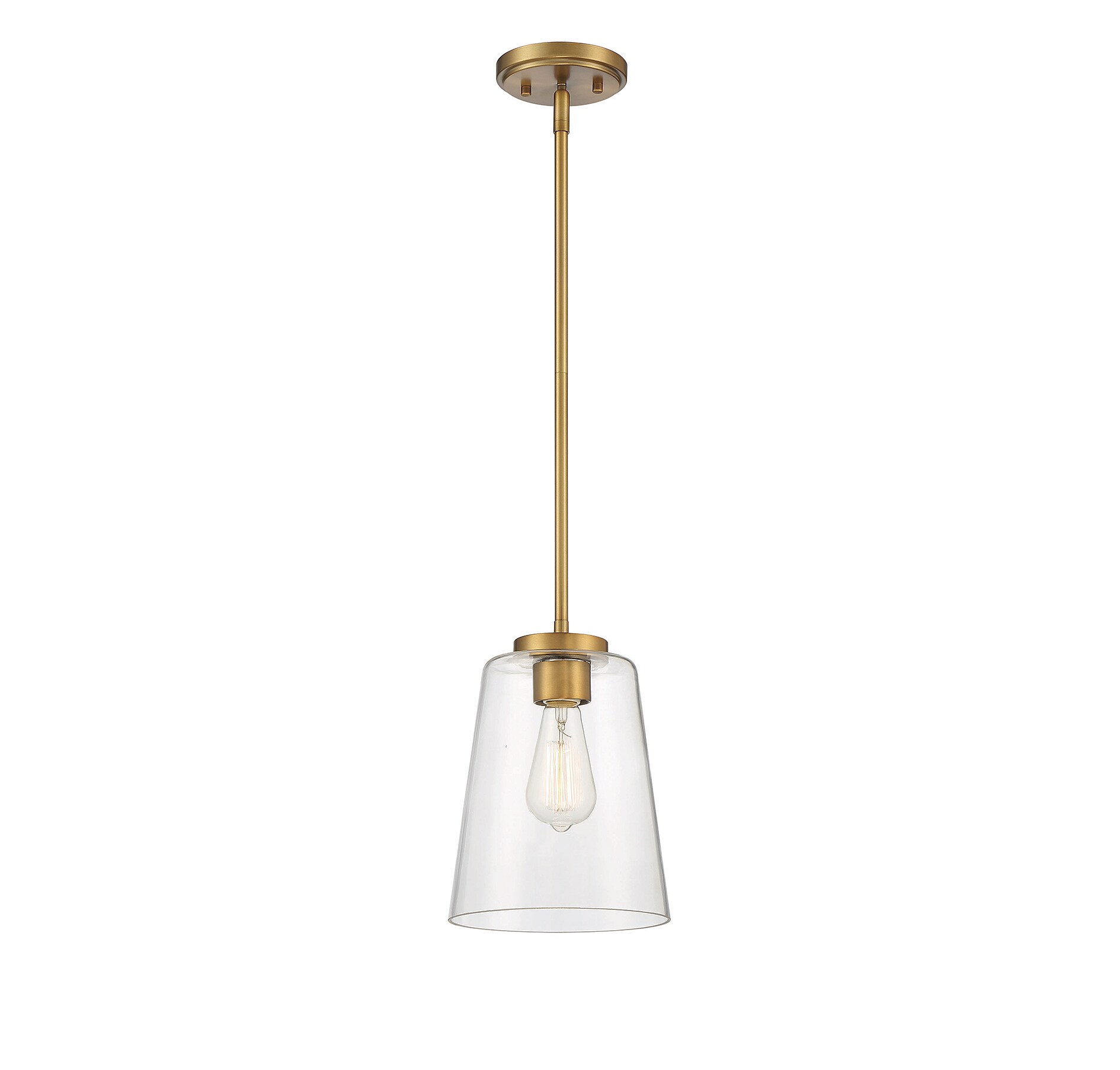 Warm Brass and Clear Glass Mini Pendant Light