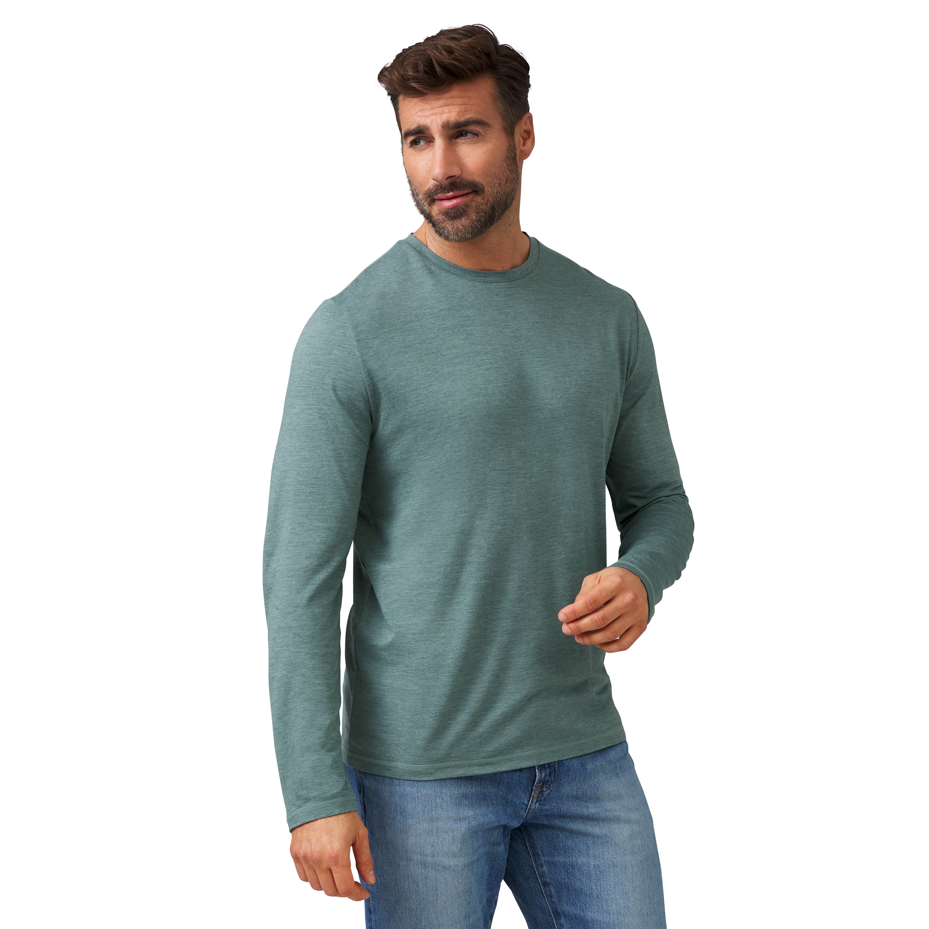 Free Country 15LMAS4534SGRNM Men's Green Knit Long sleeve Graphic T-shirt ( Medium )