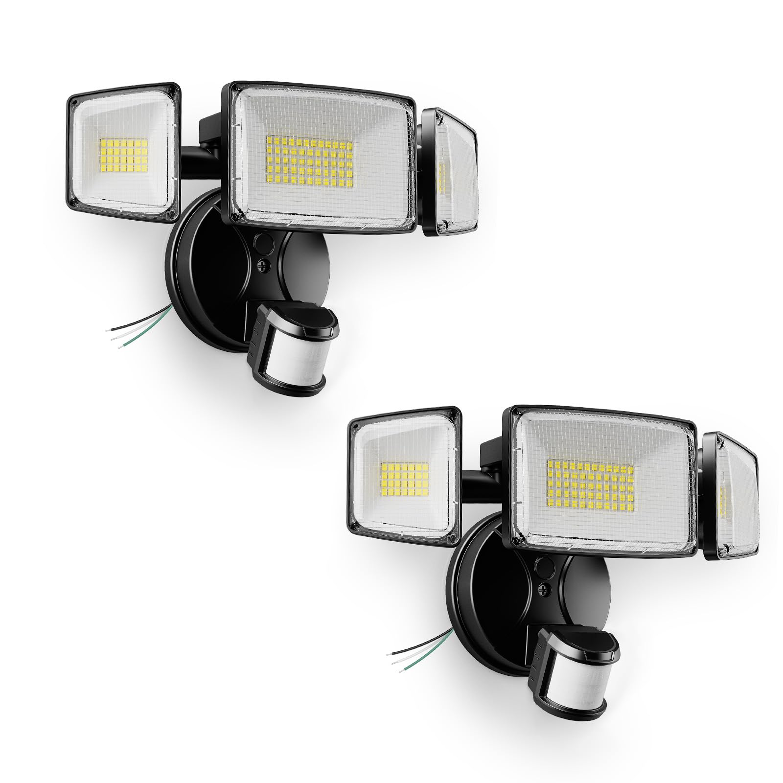 Oyezvary  2 Pack 100W 11000 Lumen LED Motion Sensor Outdoor Flood Light 6500K Daylight Hardwired Security Light Dusk to Dawn IP65 Black