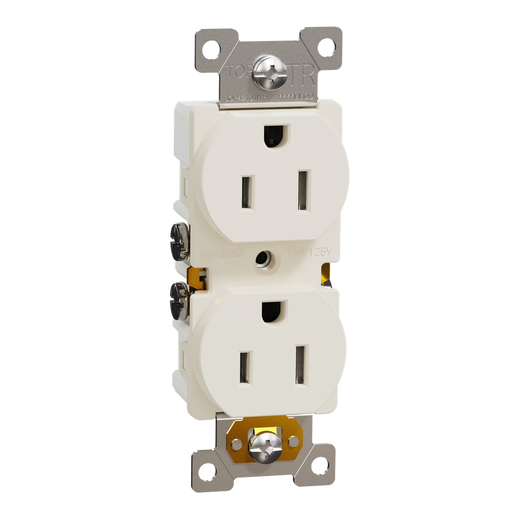 Square D SQR42101LA X Series 15 -Amp 125-volt Tamper Resistant Residential Duplex Outlet , Matte Light almond