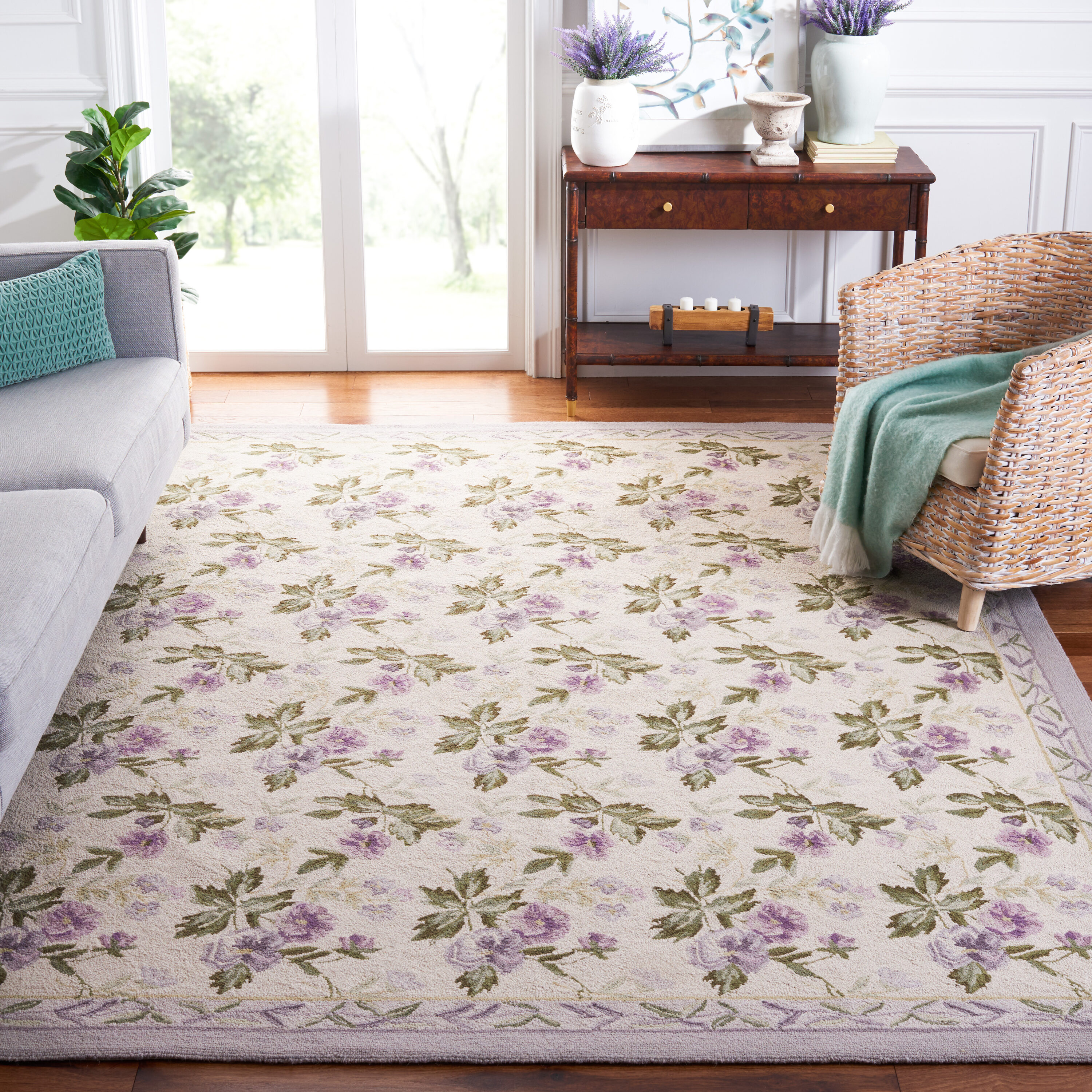  Hk54 Ivory Country Floral 8ft x 10ft Large Rectangle Rug