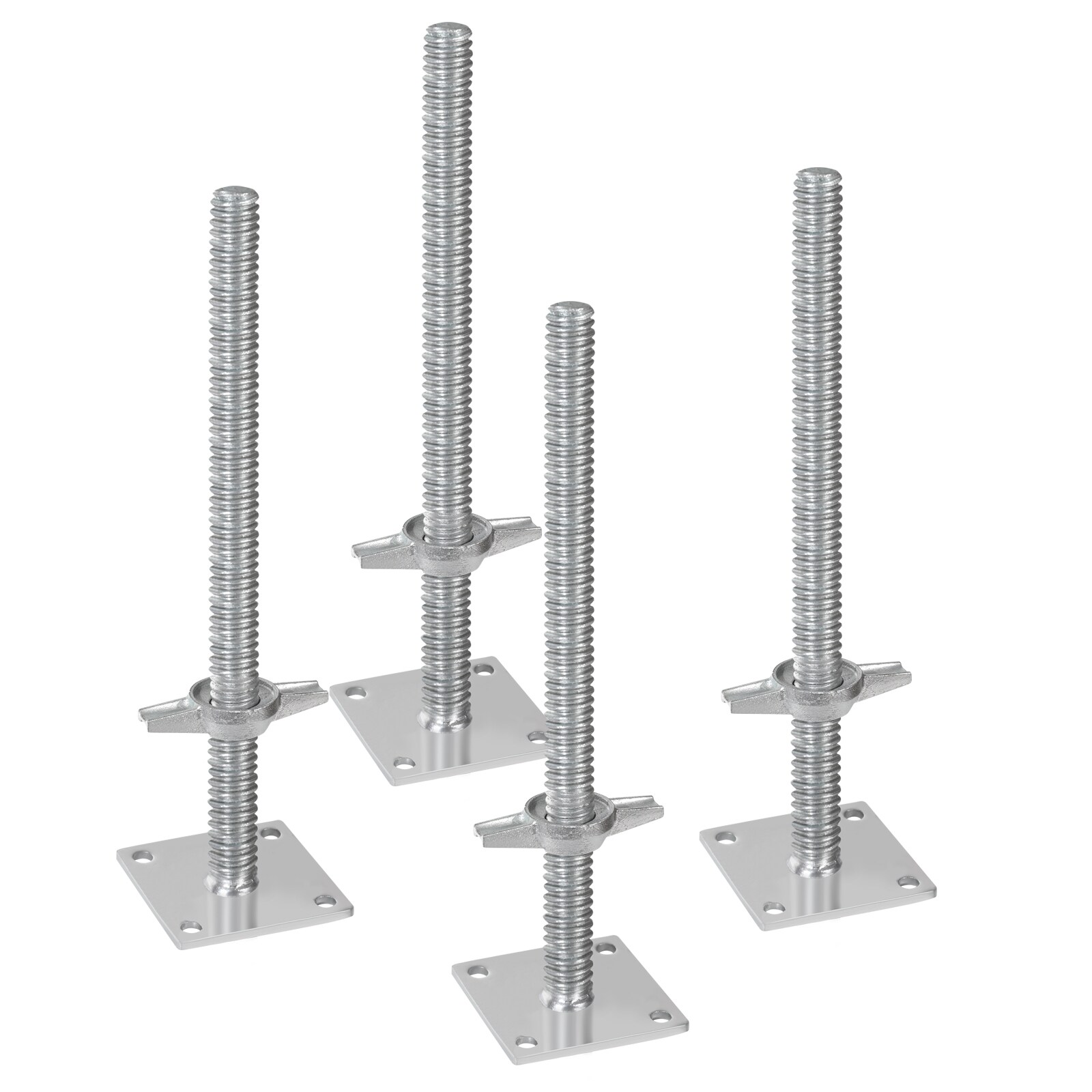 VEVOR 4-Pack Adjustable Leveling Jacks  18.2 In Adjustable Height and 3307lbs/1500kg Total Load Capacity Scaffold Jacks Feet  Solid Carbon Steel Screw Jacks for Baker-Style Scaffolding Equipment  Silver