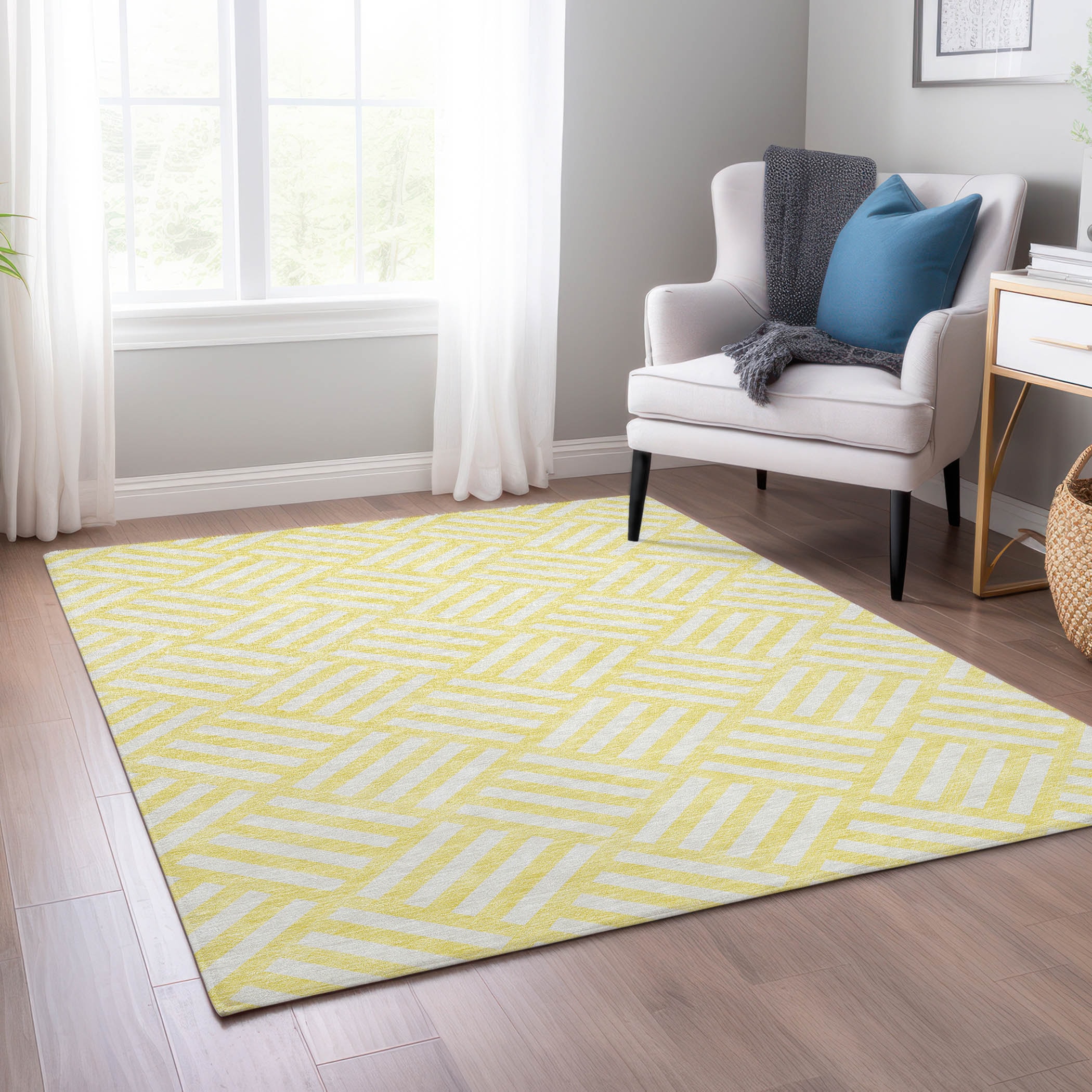 Addison Rugs ACN620YE30X46 Chantille ACN620YE 2 x 3 (ft) Polyester Yellow Rectangular Indoor/Outdoor Geometric Machine washable Area rug